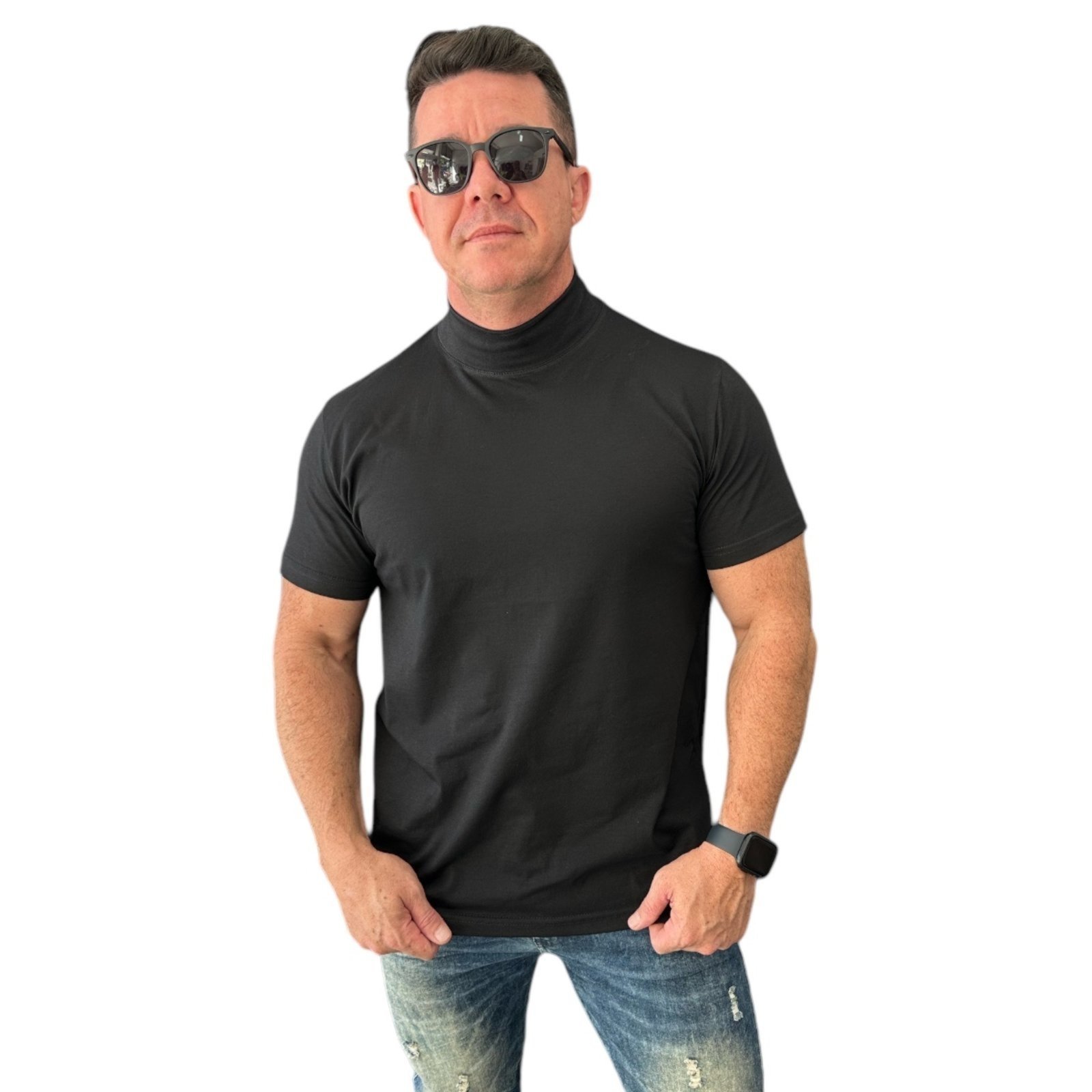 Camiseta gola alta Stecchi