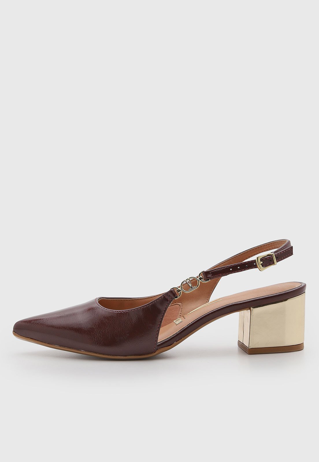 Scarpin Feminino Vizzano Slingback Salto Bloco Vinho