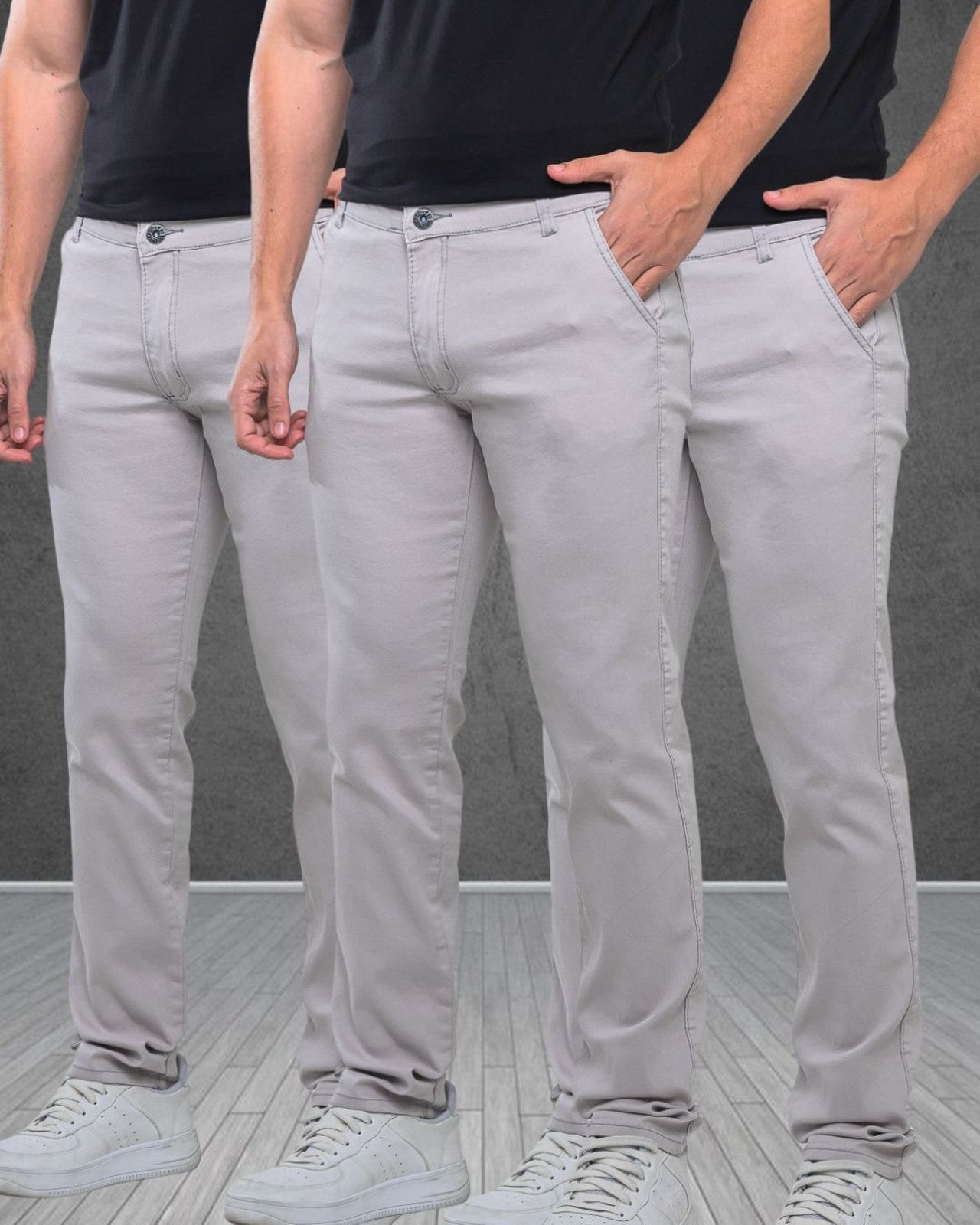 Kit 3 Calças Sarja – 5 Estilos Casual e Confortavel Estilo Dia a Dia