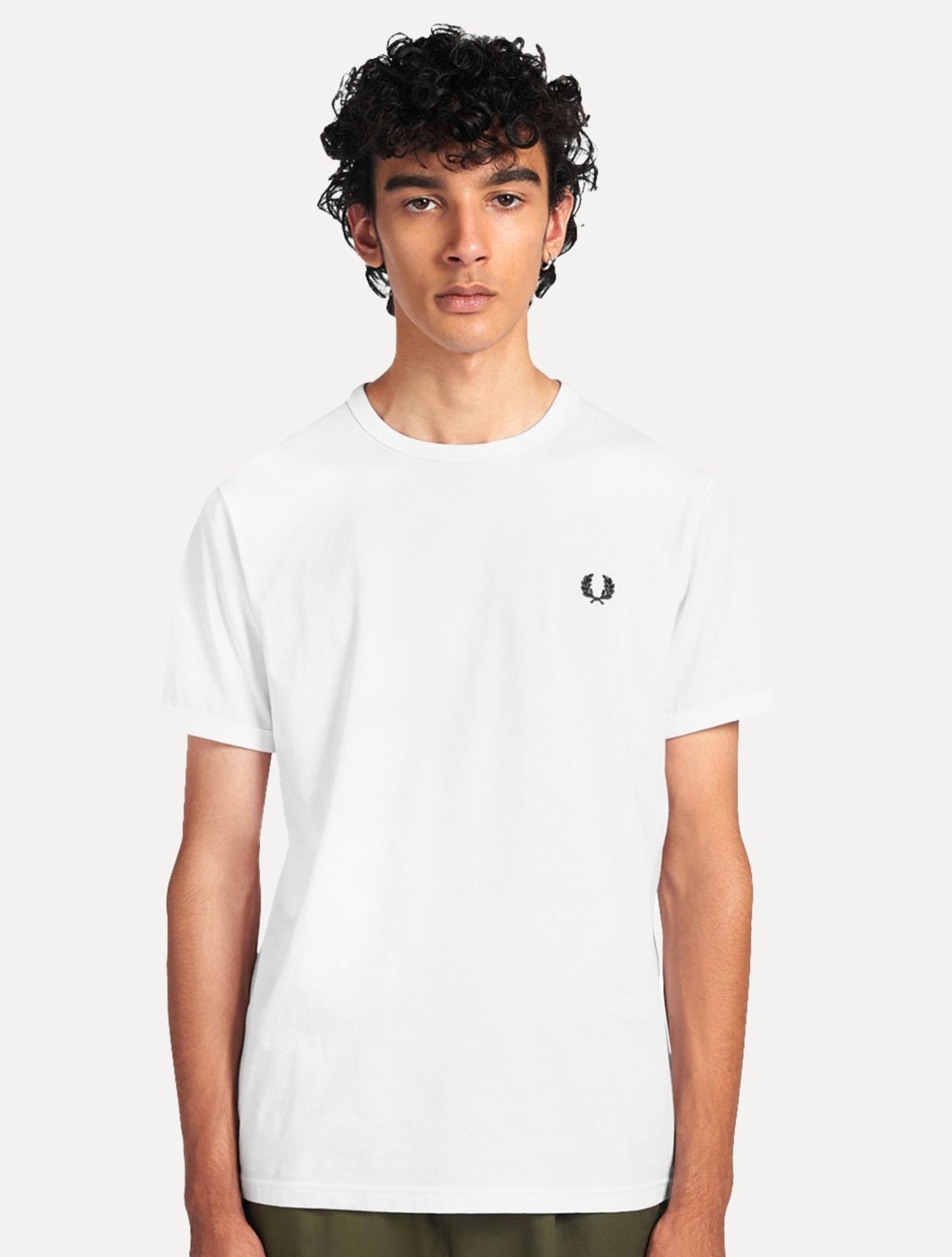Camiseta Fred Perry Masculina Regular Ringer Logo Branca