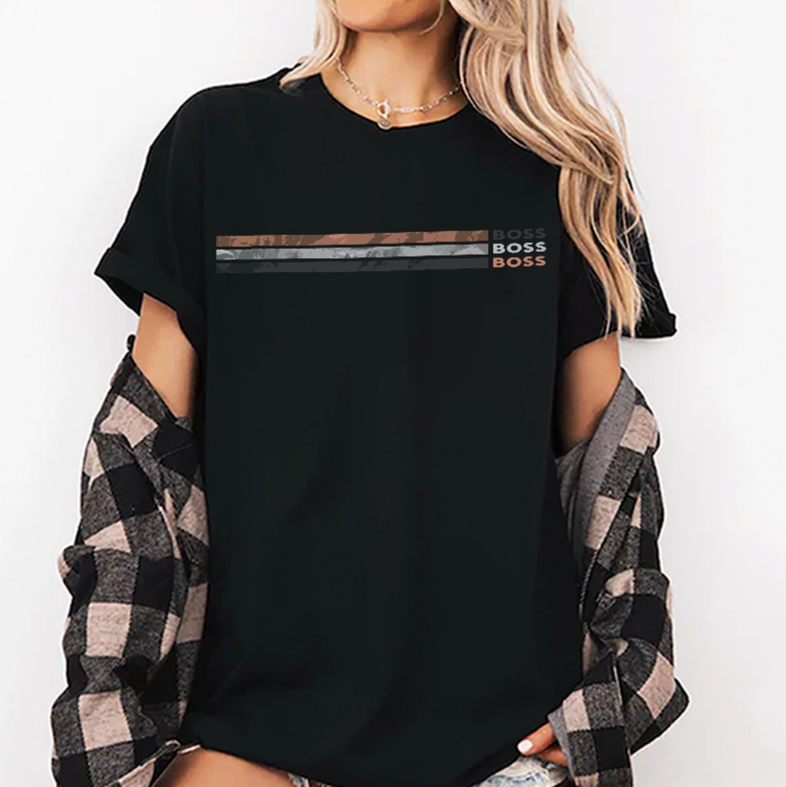 Vista 3 Camiseta Oversized Boss Estilo Clean Urbano Minimalista ousy branco ousy branco