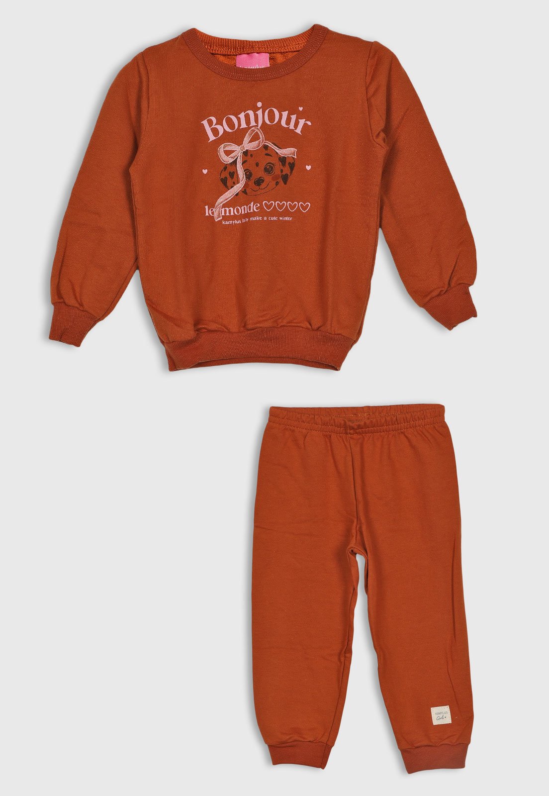 Conjunto Kamylus Blusa Estampa Cãozinho Caramelo