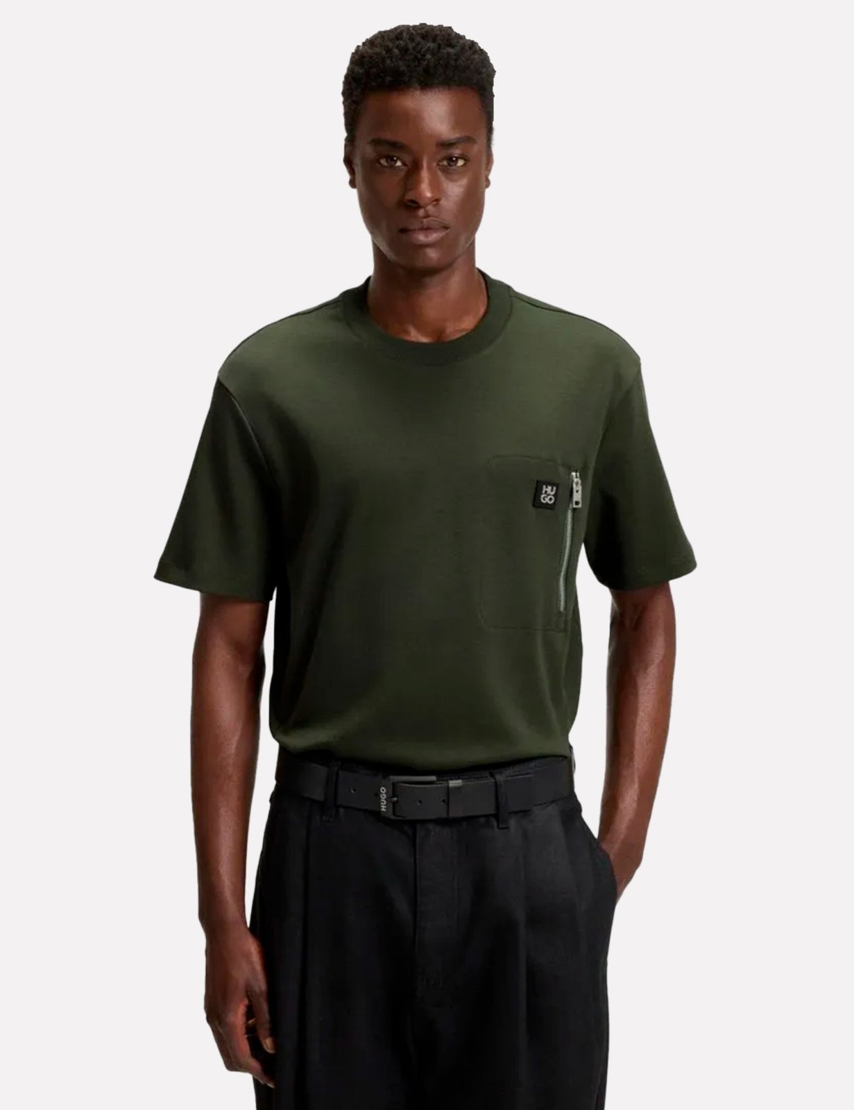 Camiseta Hugo Boss Masculina Relaxed Fit Dargentee Verde Escuro