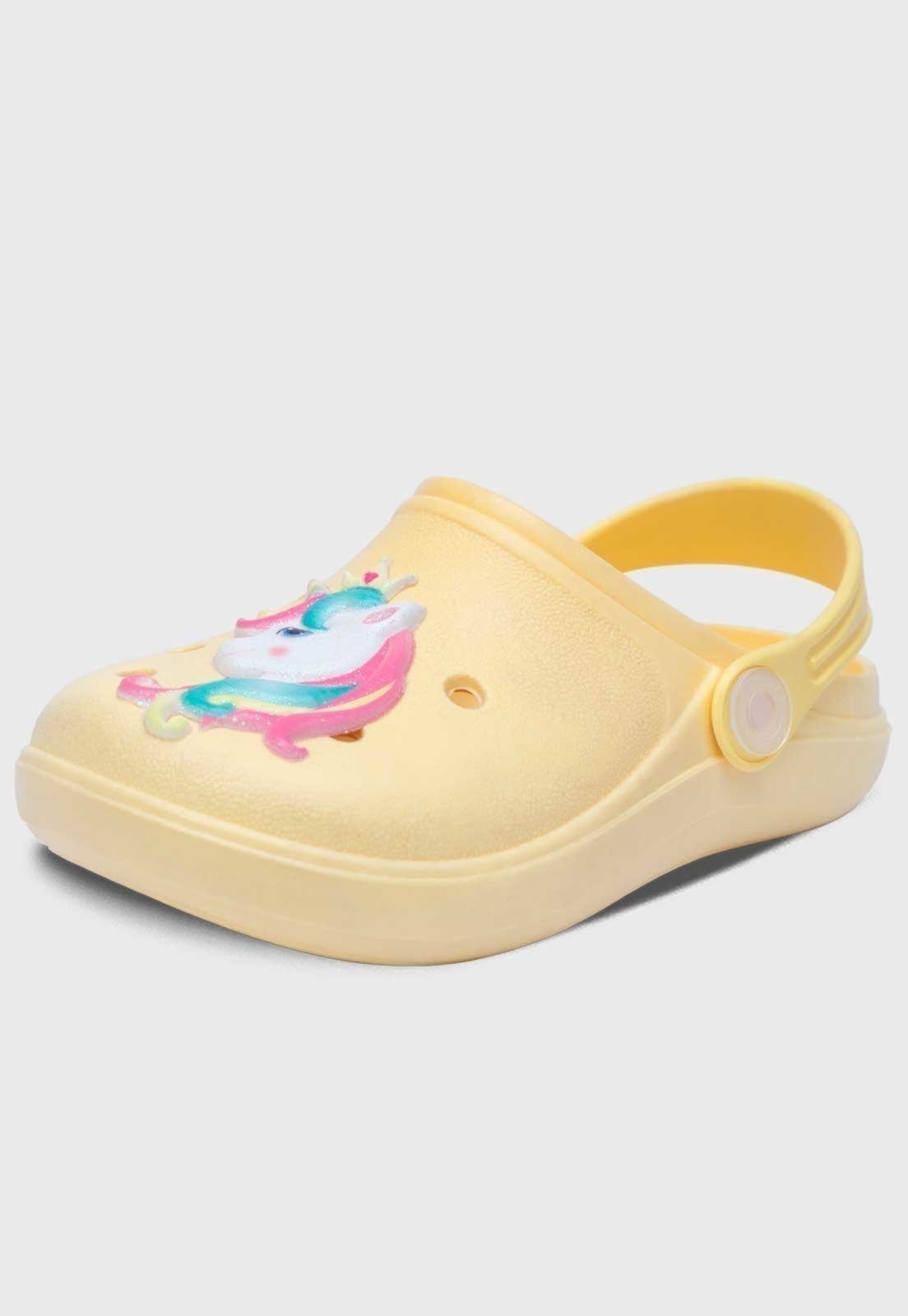 Infantil - Babuche Feminino Popidi Menina Unicornio Amarelo