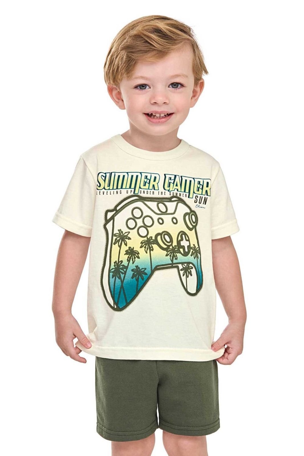 Infantil - Conjunto Menino Meia Malha Estampa Elian Bege