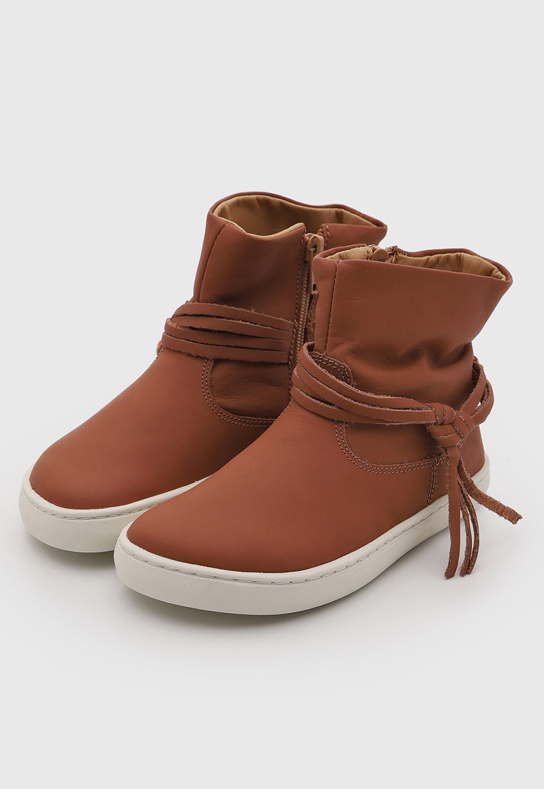 Infantil - Bota Tip Toey Joey Cano Curto Couro Marrom