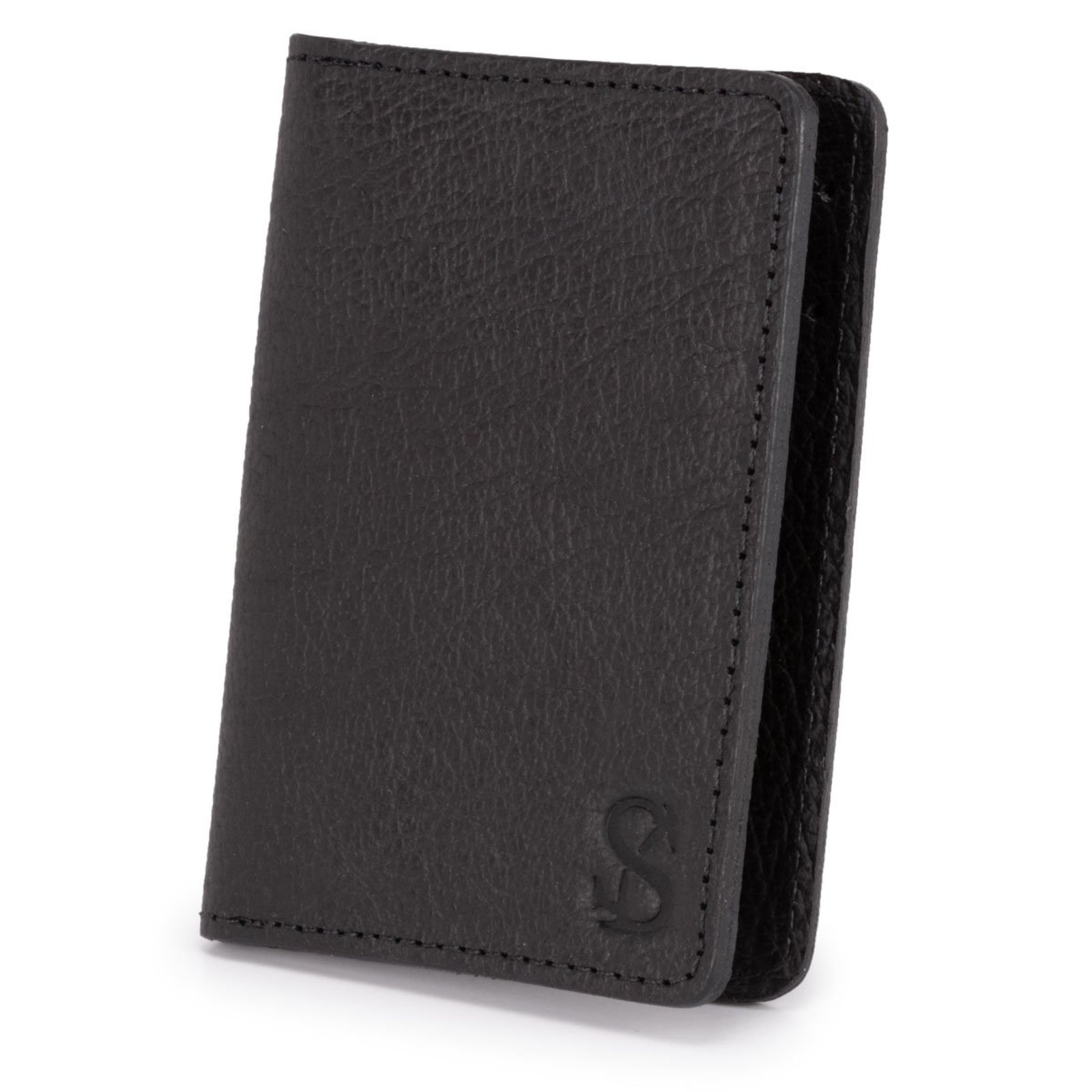 Minicarteira Slim Masculina Couro Original Minimalista ello griff Preto