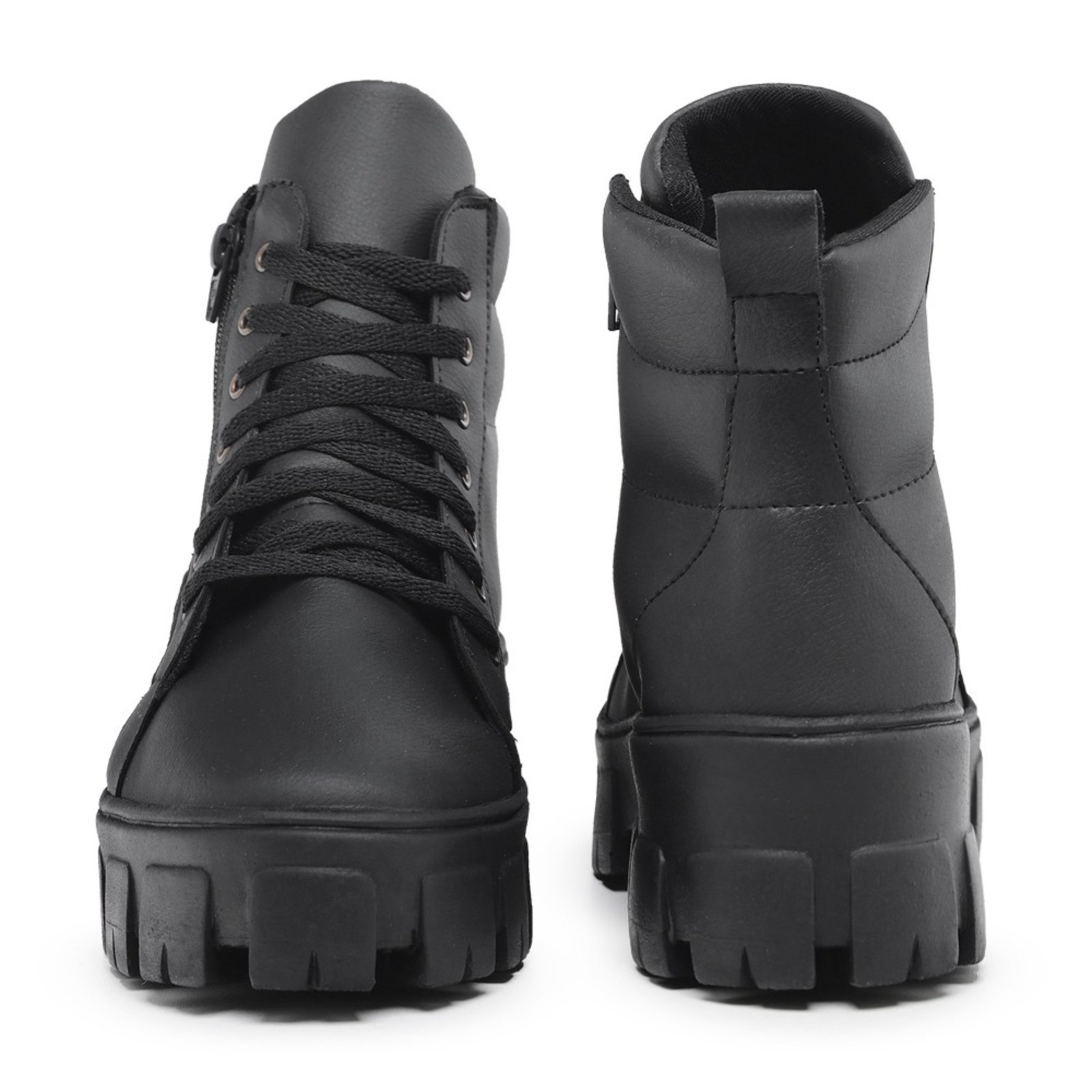 Coturno Bota Feminina Cano Medio Blogueira Tendencia Preto