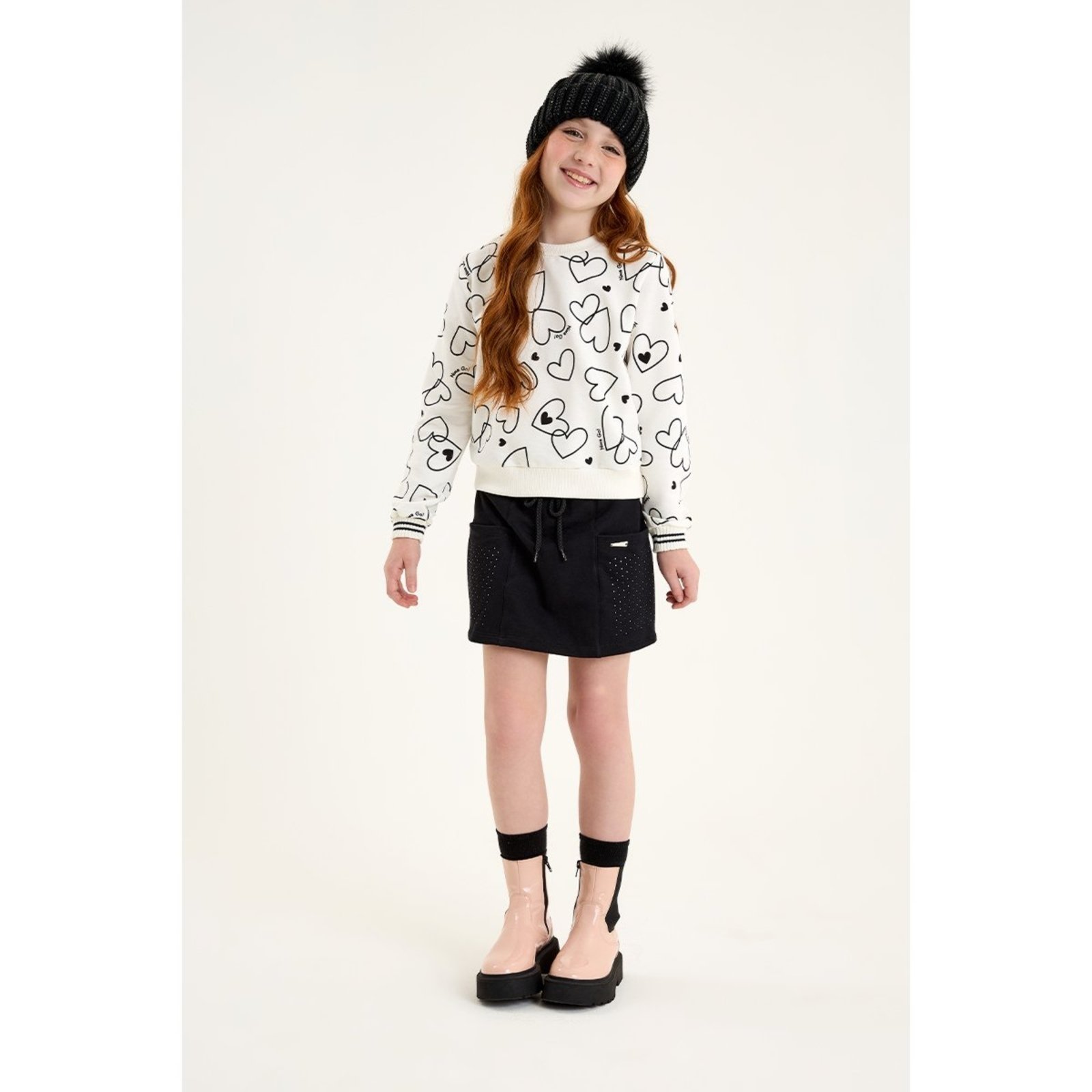 Infantil - Conjunto Menina com Blusão e Short Saia em Moletinho