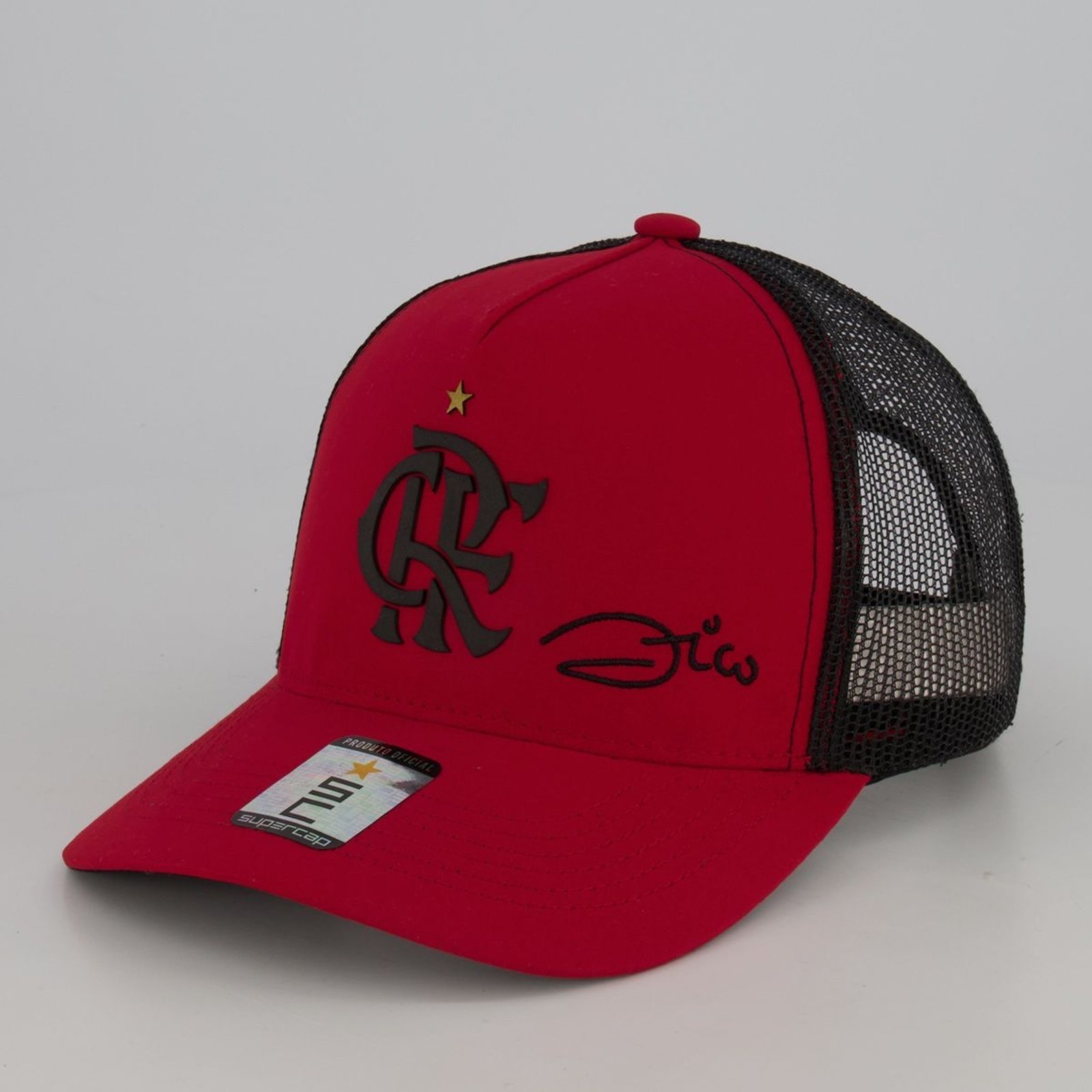 Infantil - Boné Flamengo Zico Escudo Vermelho e Preto