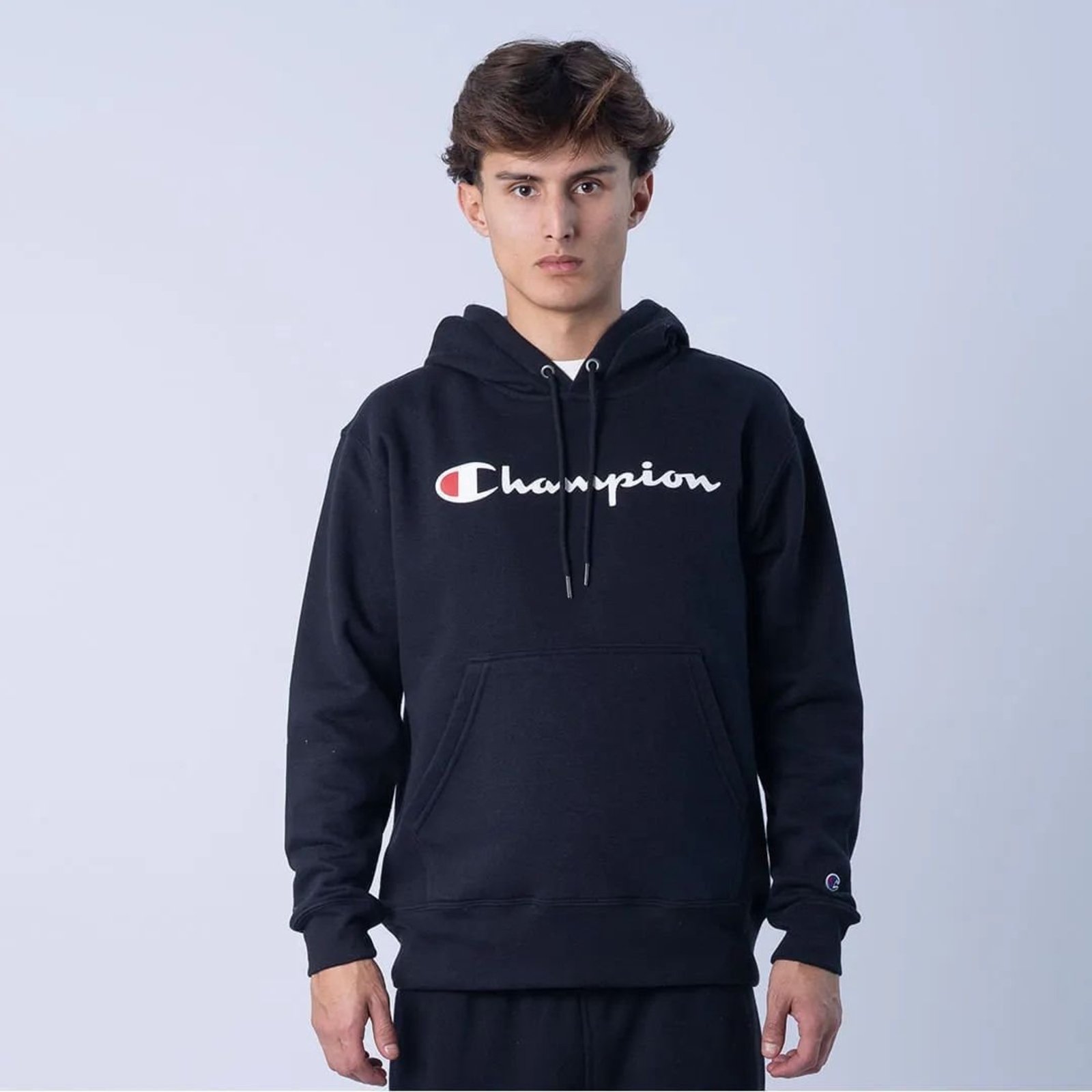 Moletom Canguru Champion Athletic Powerblend Script Logo Ink - BLACK