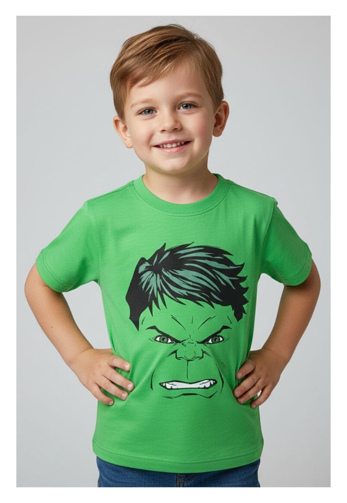Vista 2 Infantil - Camiseta Disney Masculino Hulk bege bege