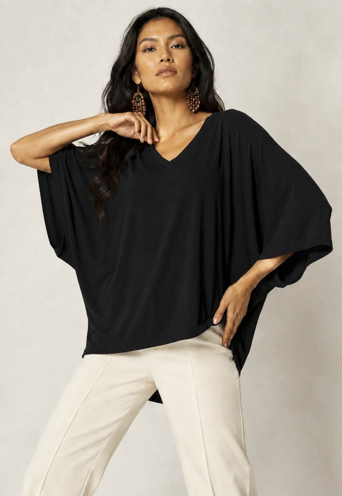 Blusa Amazonia Vital Ampla Morcego Guyrá Manga 3/4 Malha Preta