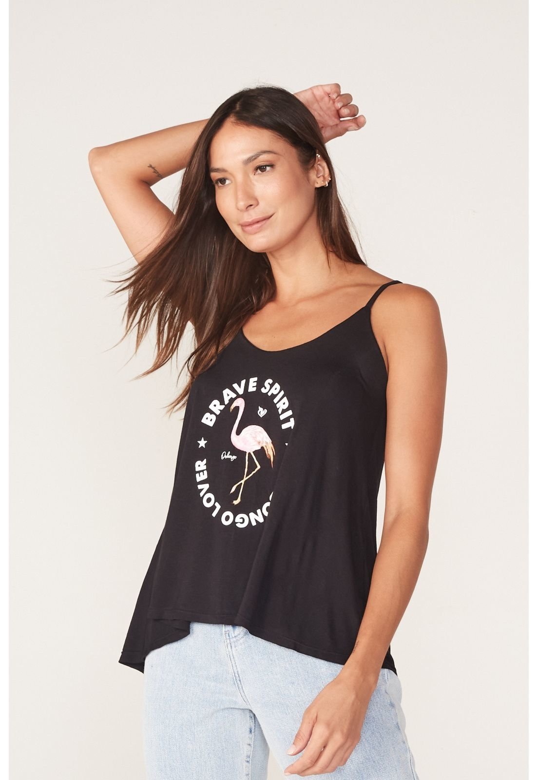 Regata Onbongo Feminina Especial Estampada Preta