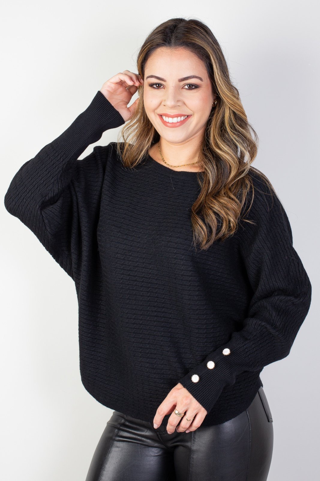 Blusa feminina ponchinho 81196 – Preto