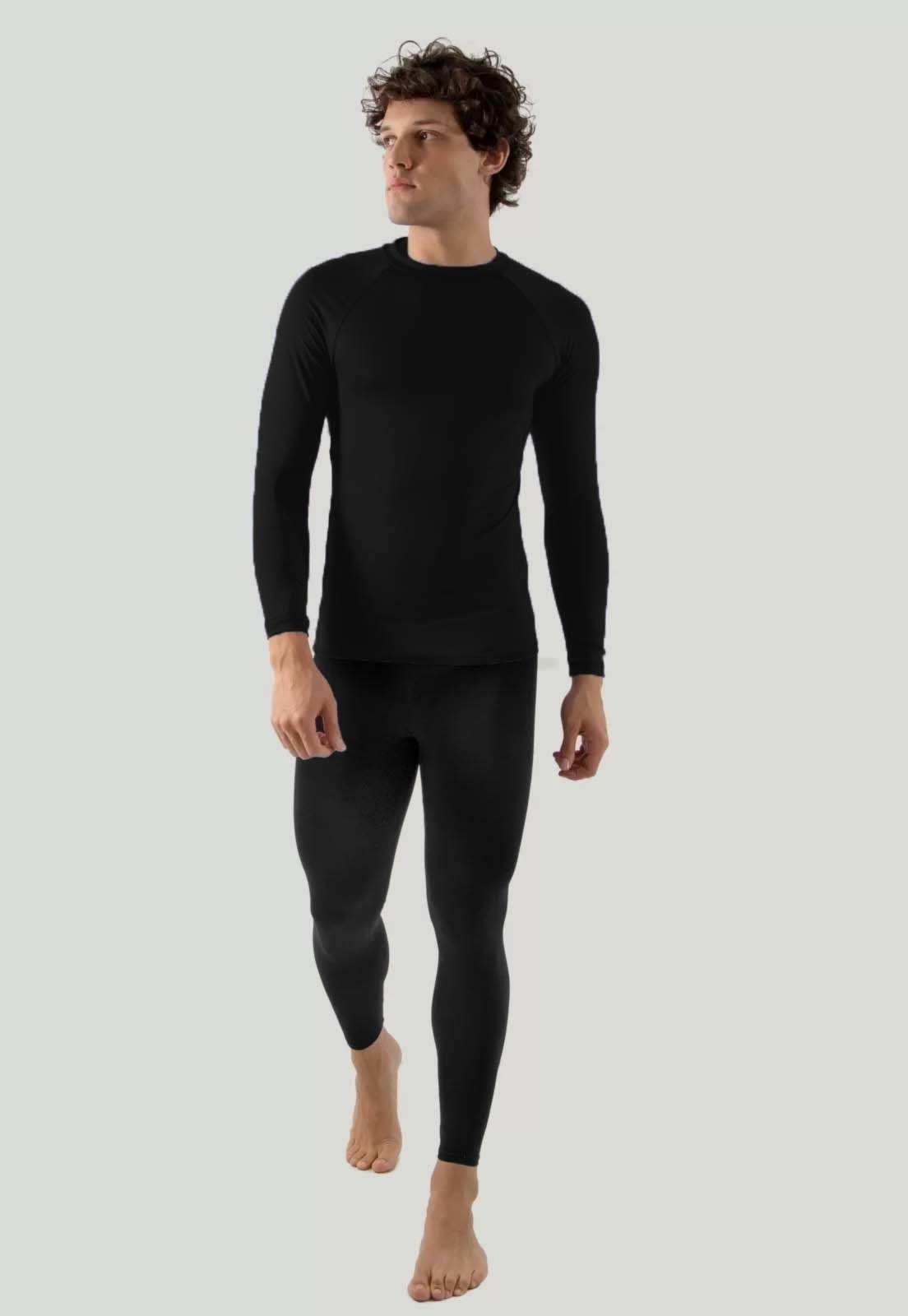 Conjunto Térmico UV Camisa e Calça Térmica Diluxo Segunda Pele Preto