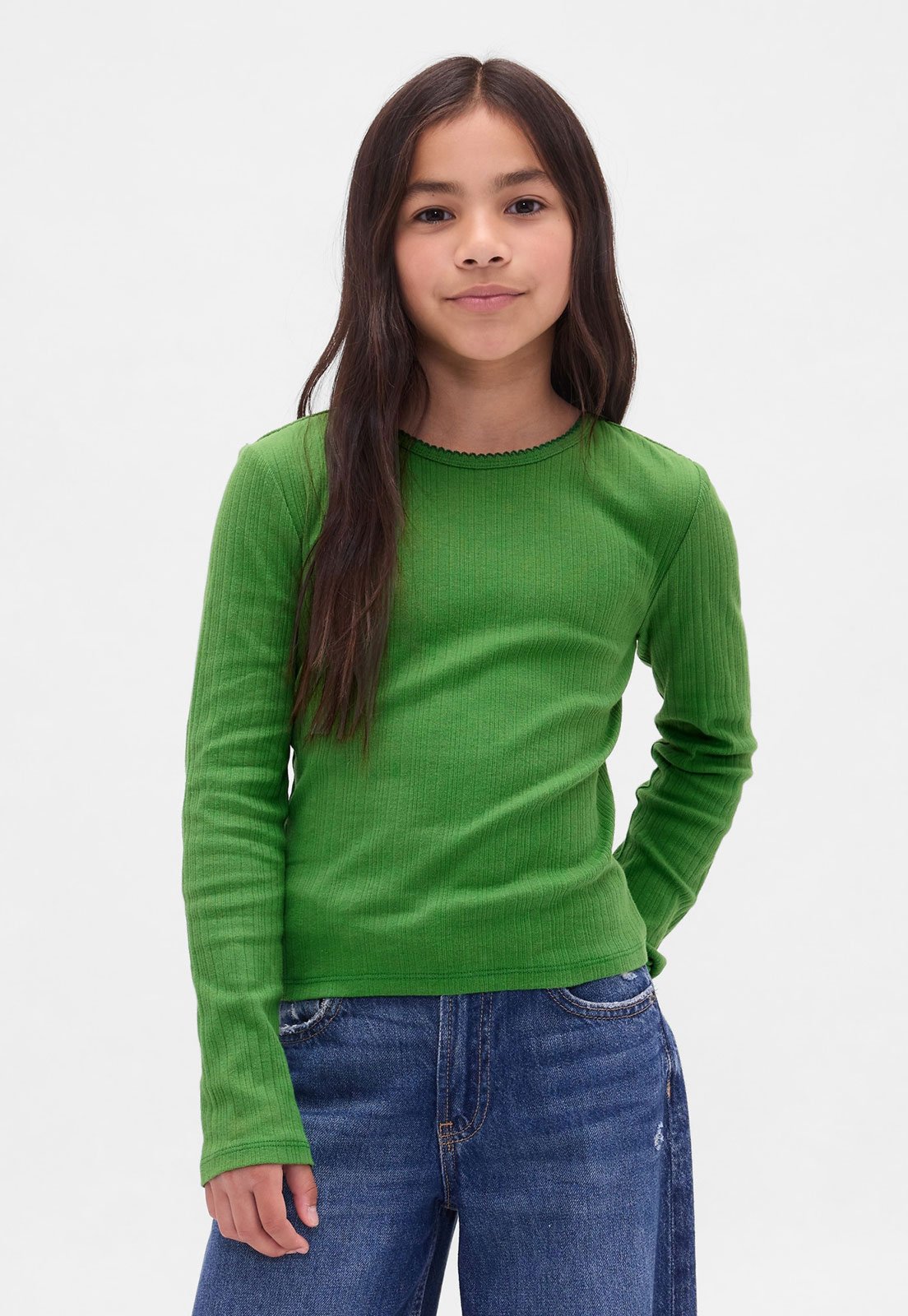 Infantil – Camiseta GAP Manga Longa Canelada Verde