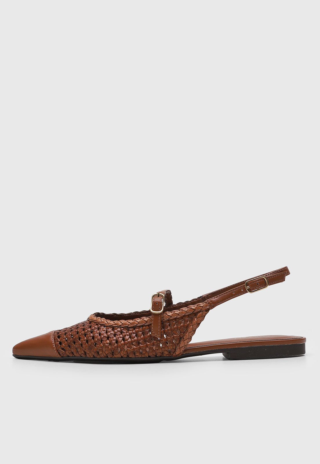 Sapatilha Feminina Arezzo Slingback Tramado Marrom
