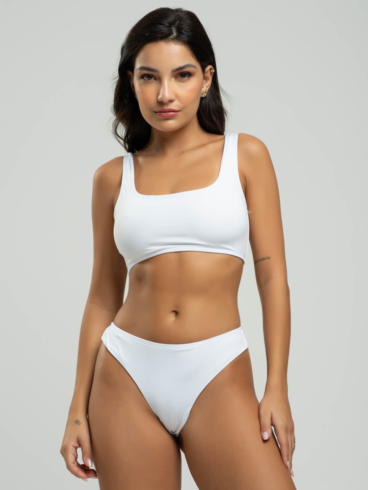Biquini Regata Calcinha Fio Duplo Bojo Removivel Proteção Uv 50+ Vicbela Branco