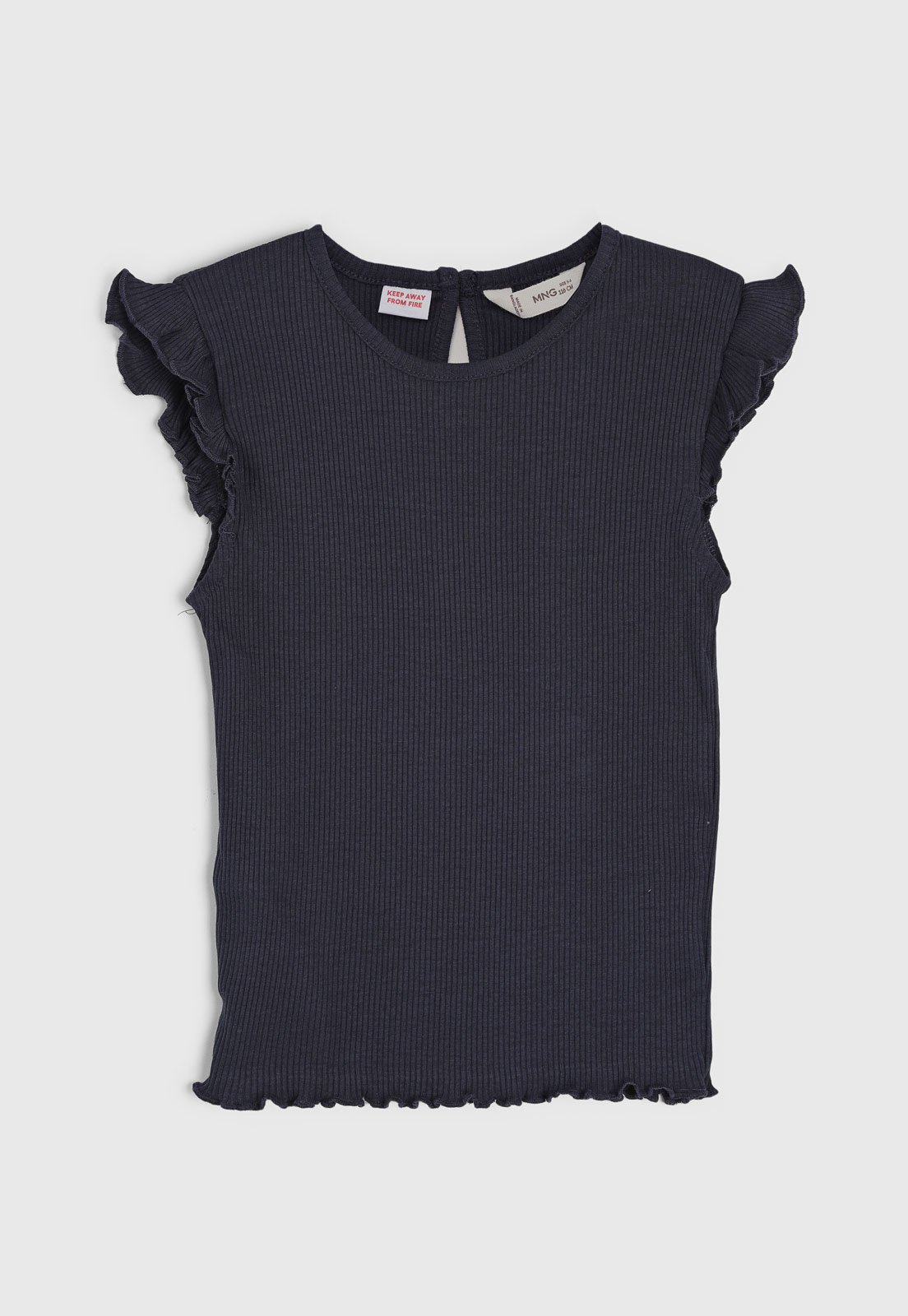 Camiseta Manga Curta MANGO Canelado Azul-Marinho