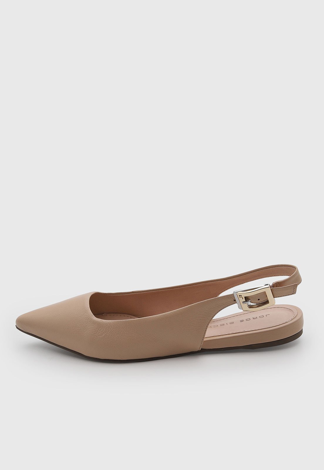 Sapatilha Feminina Jorge Bischoff Couro Bico Fino Slingback Bege