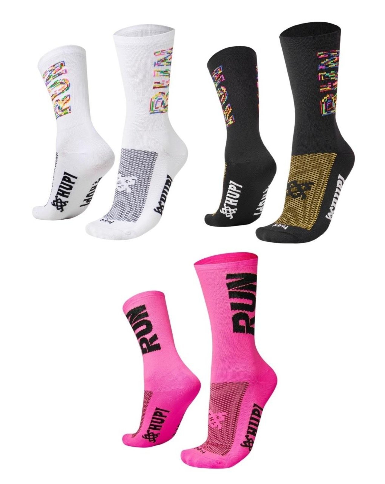 Kit 03 Pares Meia para Corrida HUPI RUN Tamanho LT 34-38 Branco