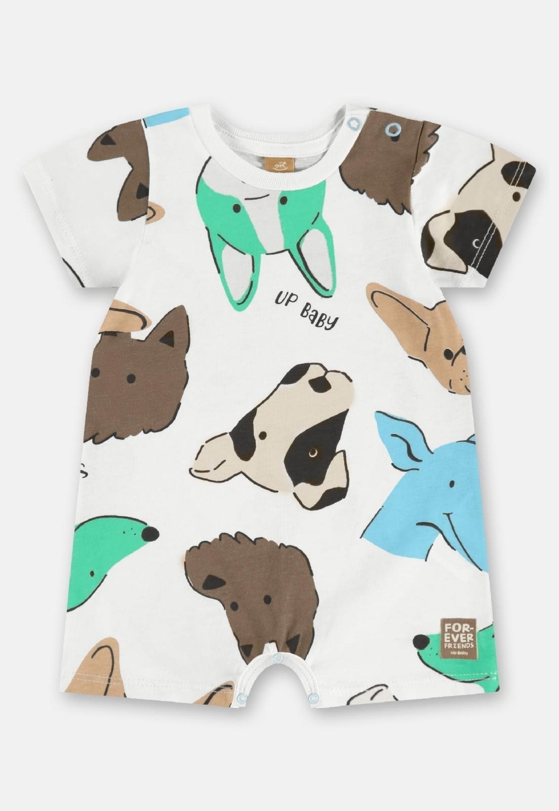 Infantil - Macaquinho Menino em Algodão Up Baby Branco