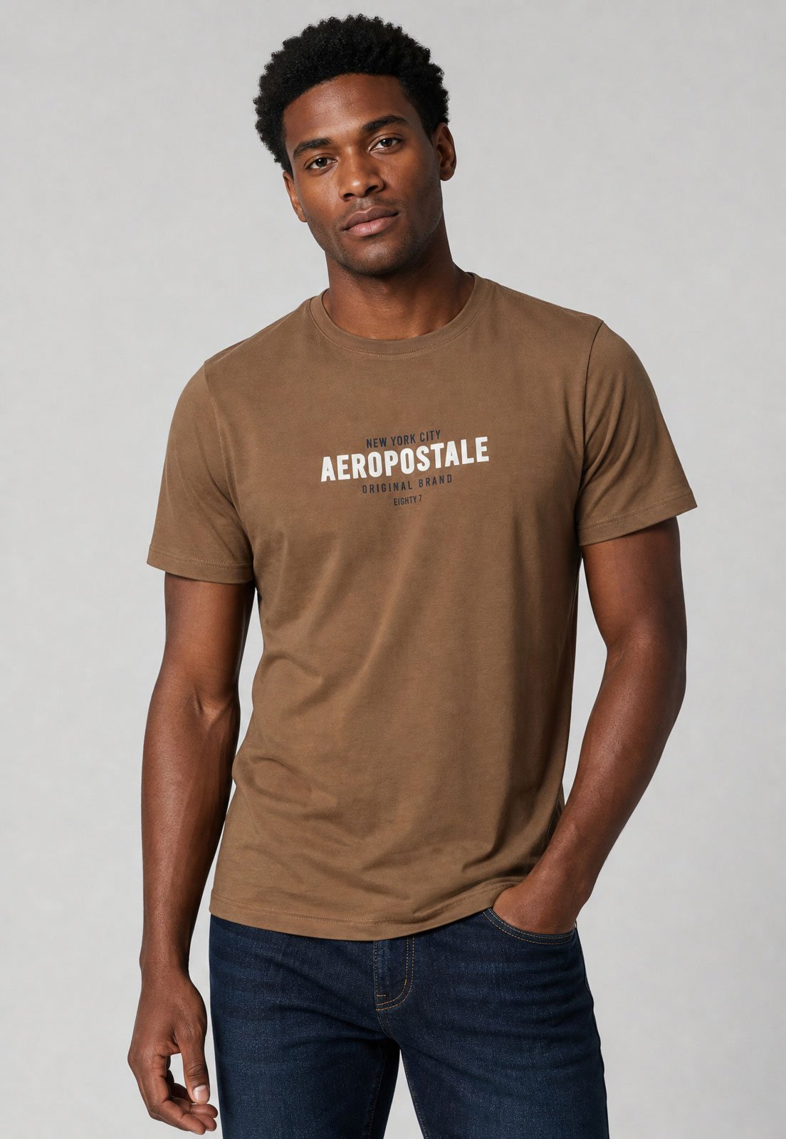 Camiseta Masculina Aeropostale Logo Marrom