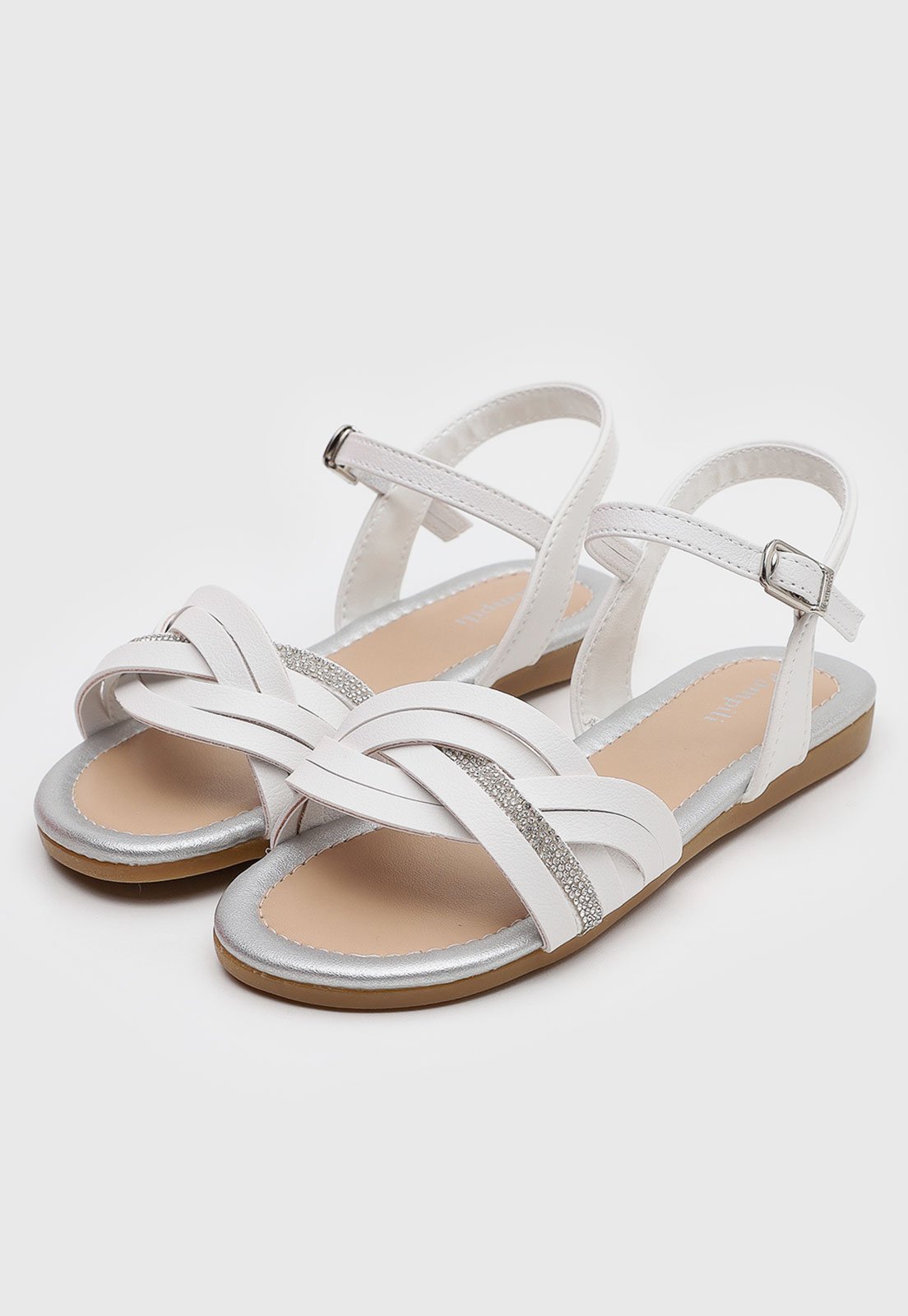 Vista 2 Infantil - Sandália Pampili Mili Branca com Glitter branco Pampili branco