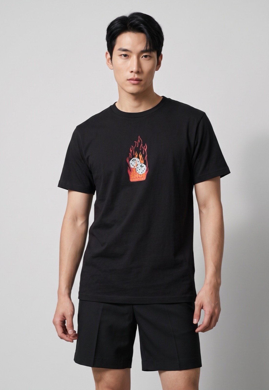 Camiseta Masculina DC Shoes Burning Dice Preta