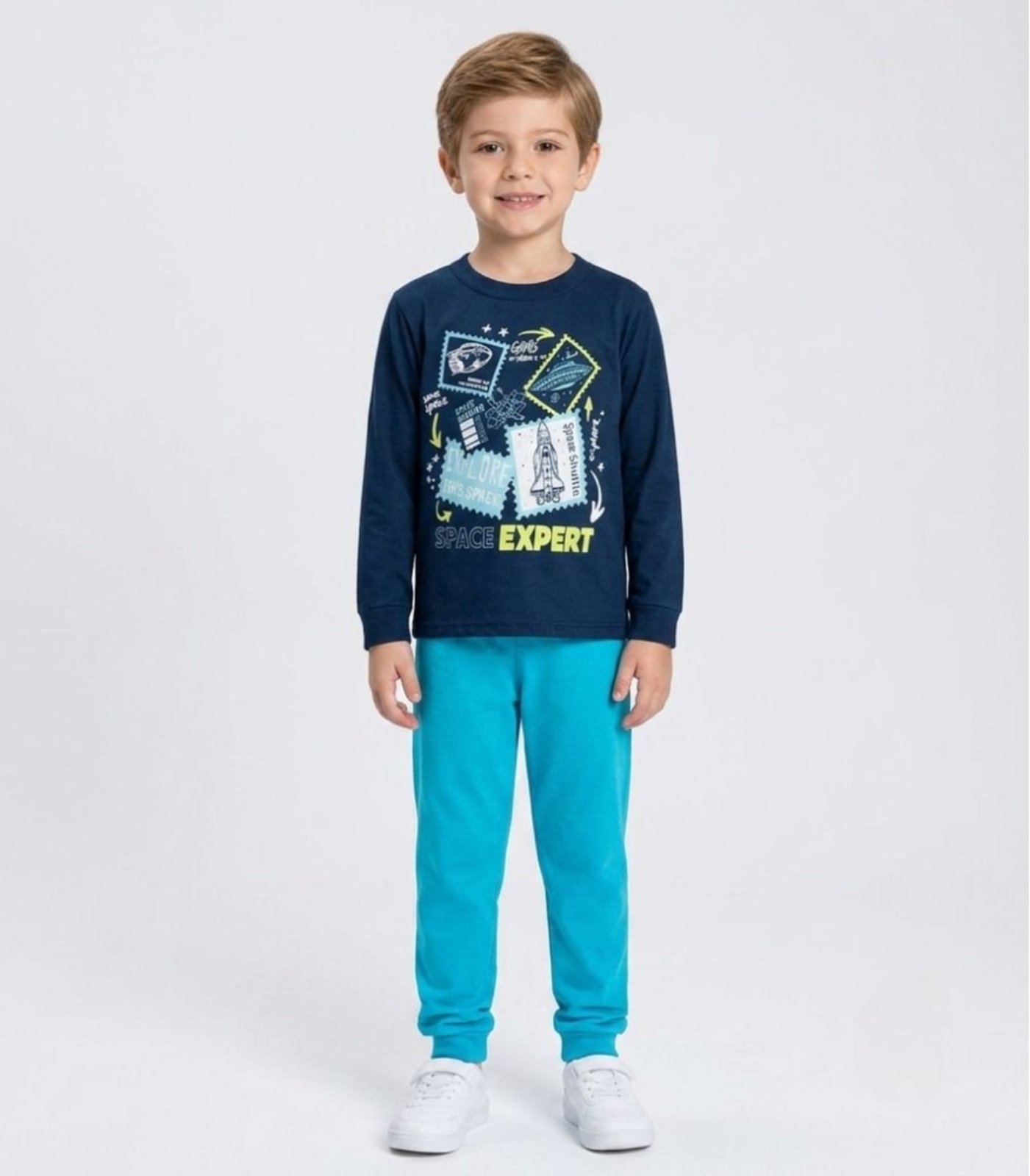Infantil - Conjunto Menino Blusa Longa E Calça Kappes Azul