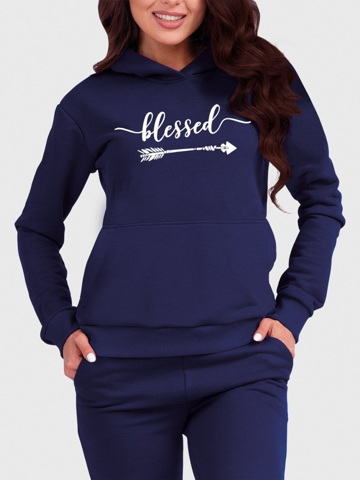 Blusa de Frio Moletom Flanelado Benellys Blessed Canguru Marinho
