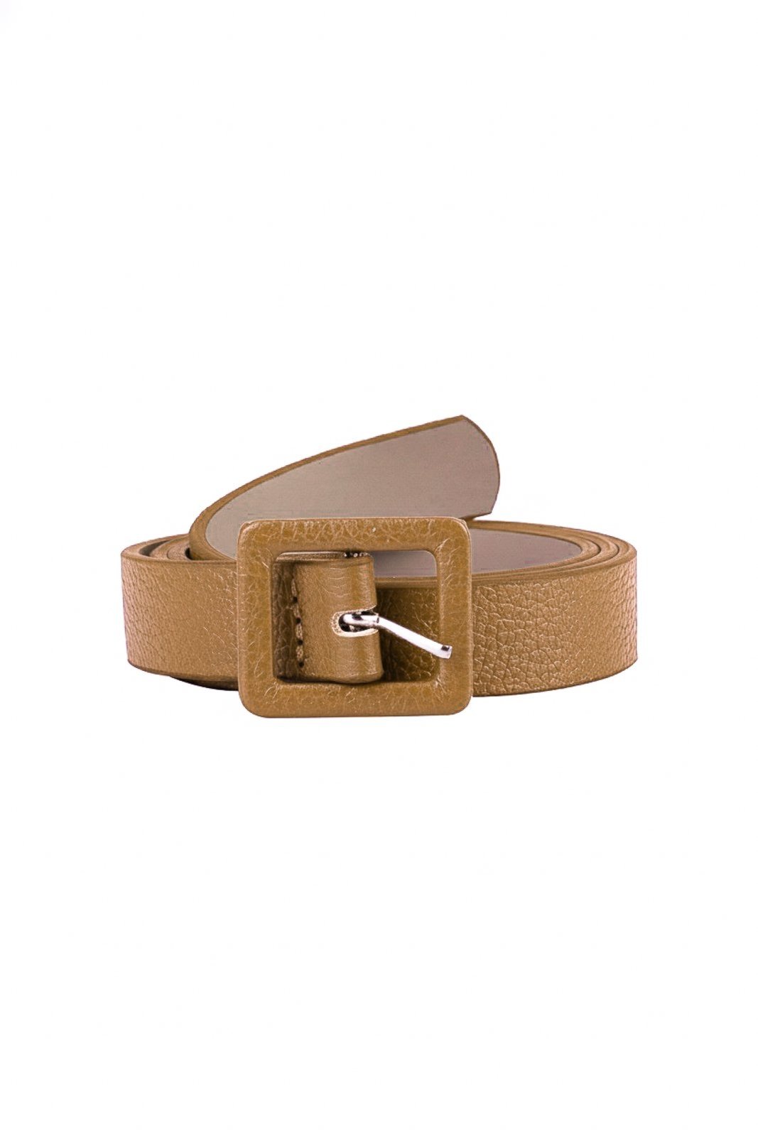 Cinto feminino de couro liso Bella - Caramelo