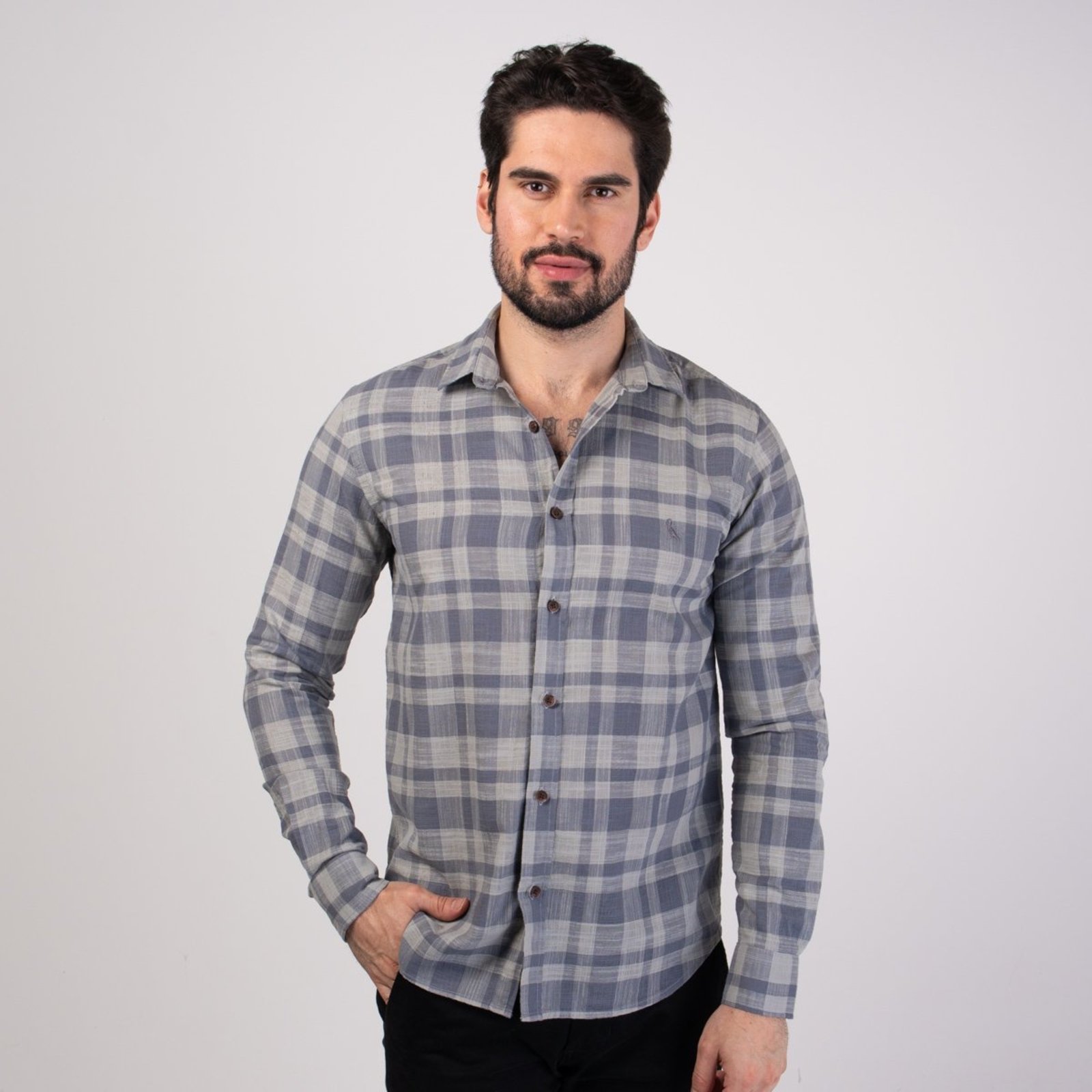 Camisa Reserva Flame Xadrez Cinza
