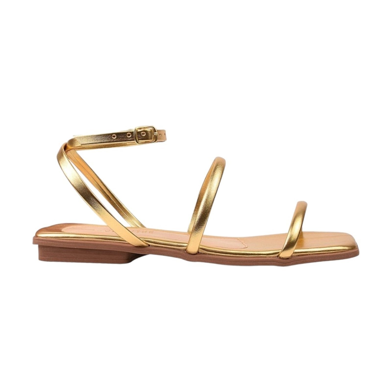 SANDALIA RASTEIRA FEMININA KAMARINE TIRA BAULADA DOURADA/COLOR ORIGINAL BICO QUADRADO de amarrar noite e dia, influencer, casual romantica, tendencia, moda Chique, Elegante Trabalho Flat