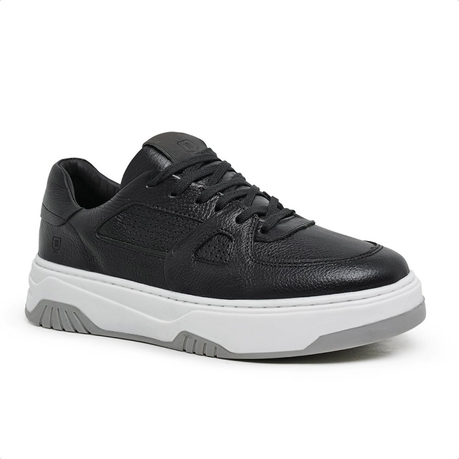 Tênis Masculino Casual Malbork em Couro Preto com Solado Branco 030700P