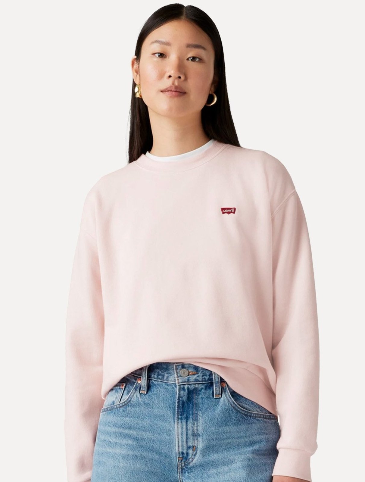 Moletom Levis Feminino Crewneck Original Housemark Rosa Claro