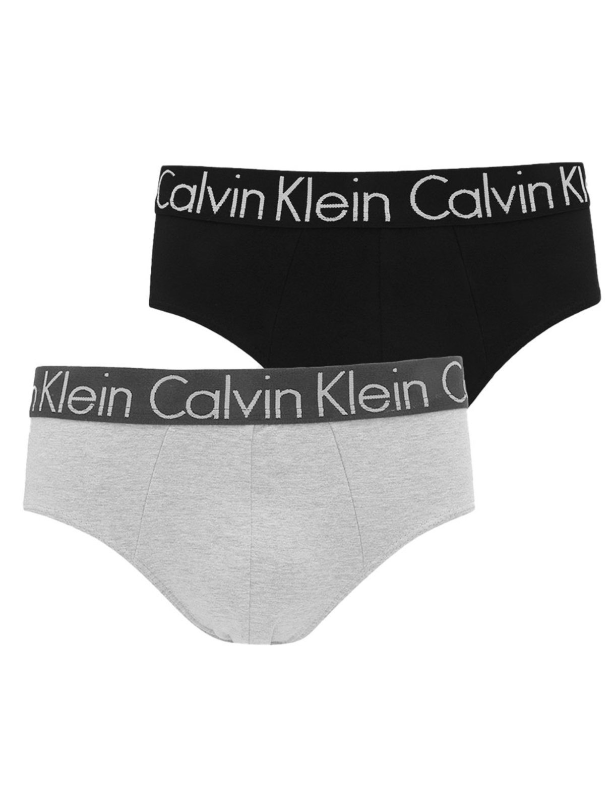 Vista 2 Cueca Calvin Klein Brief Cotton Stretch Preta e Pack 2UN cinza/preto Calvin Klein cinza/preto