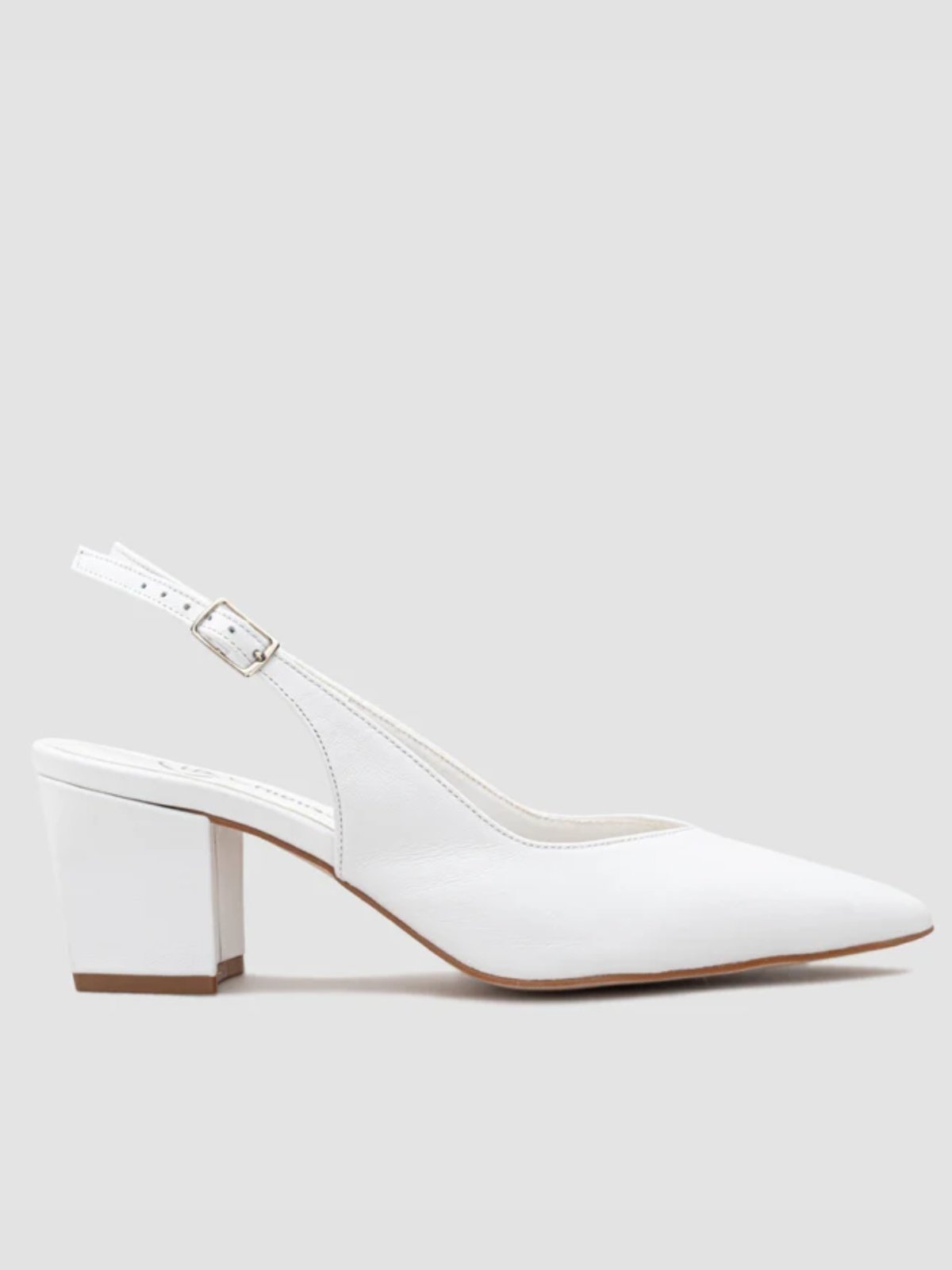 Scarpin Aberto Slingback Noiva Couro Branco CBK