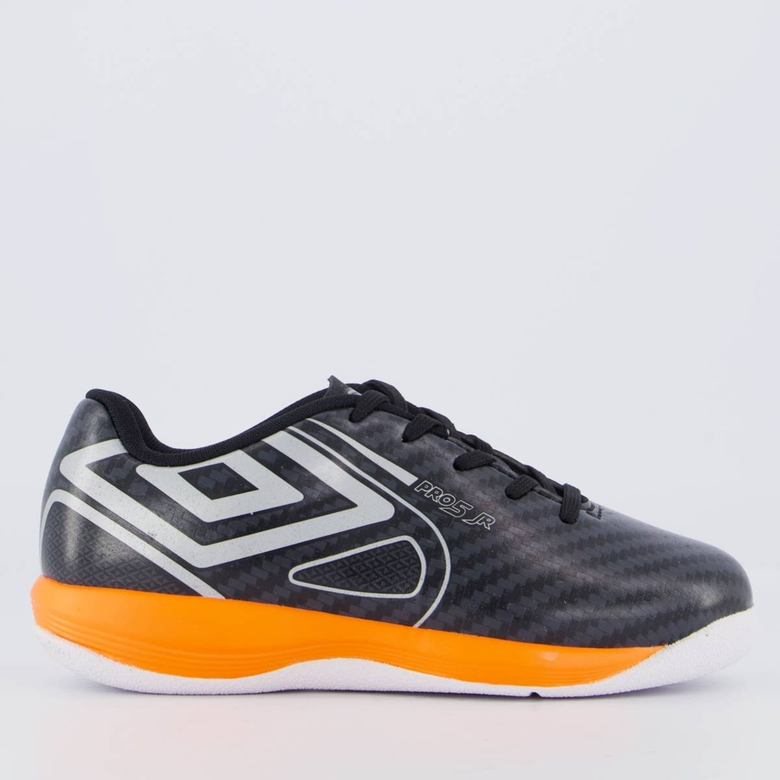 Chuteira Umbro Pro 5 Futsal Juvenil Preta e Laranja