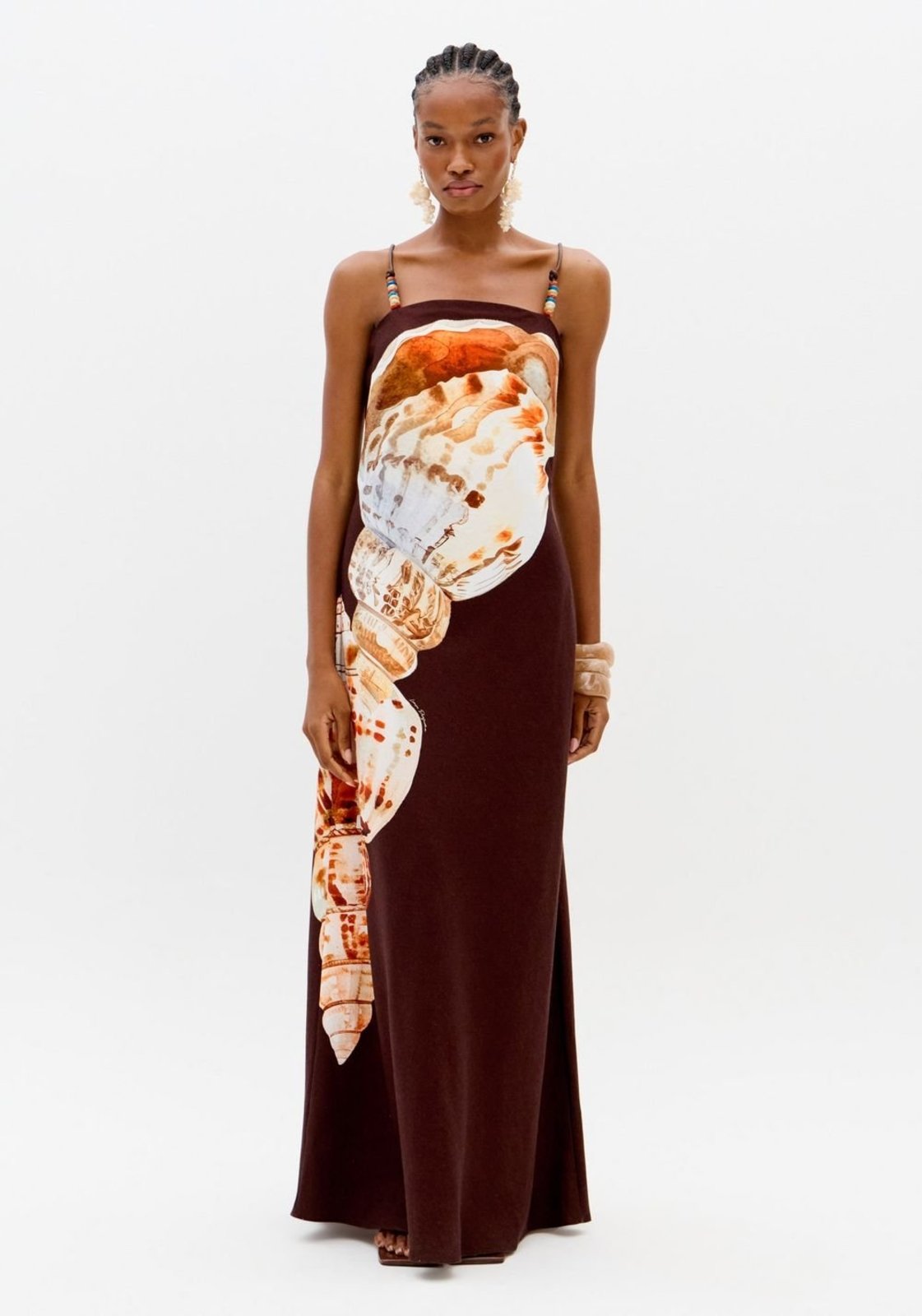 Vestido Super Midi De Alças Com Estampa Lança Perfume