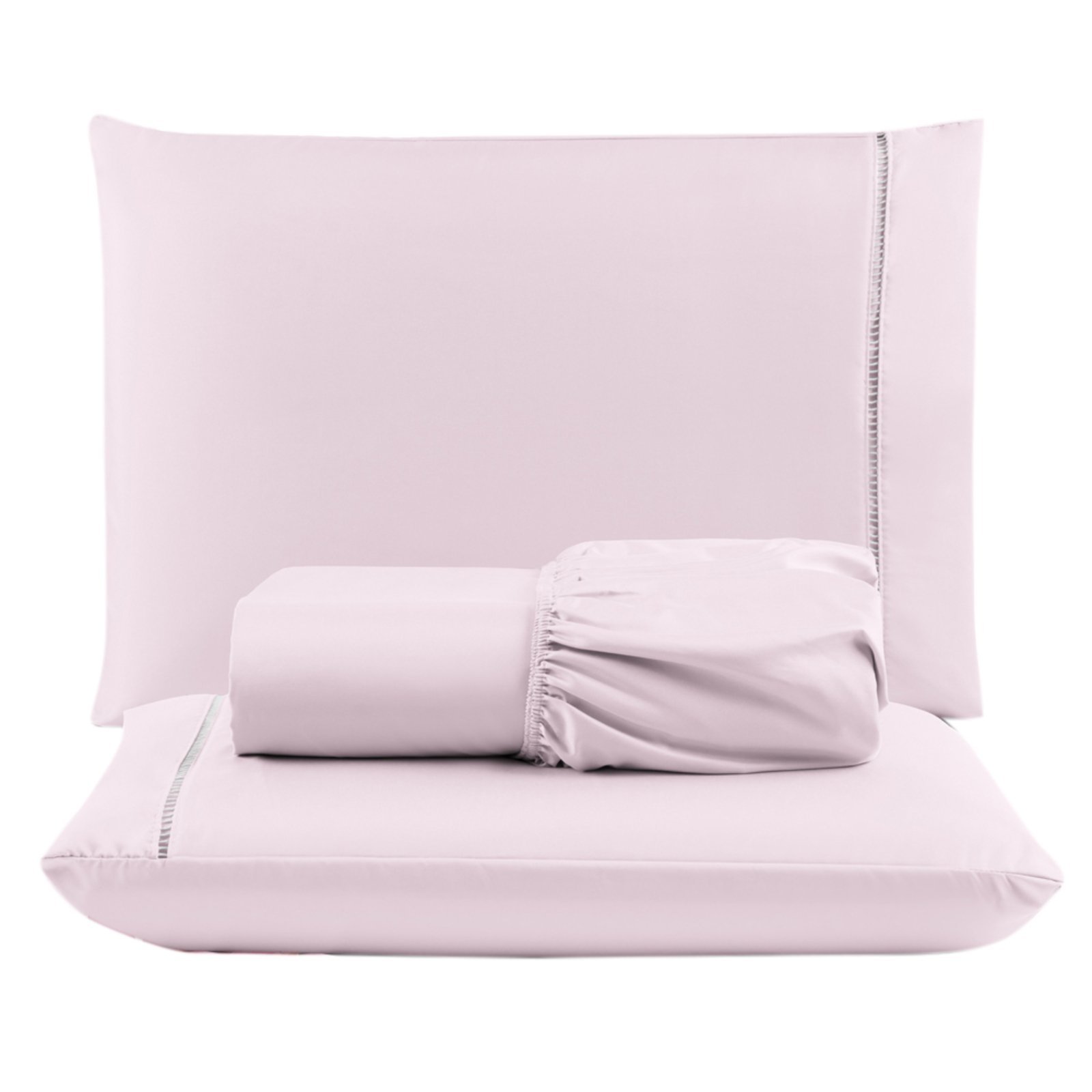 Jogo Cama Lençol Casa Scarpa Unique King Micro Percal 400 Fios Ponto Palito 3 Peças - Rosa