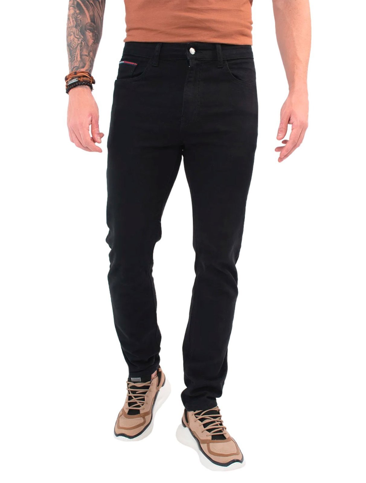 Vista 2 Calça Tommy Hilfiger Masculina Slim Scanton Preta preto Tommy Hilfiger preto