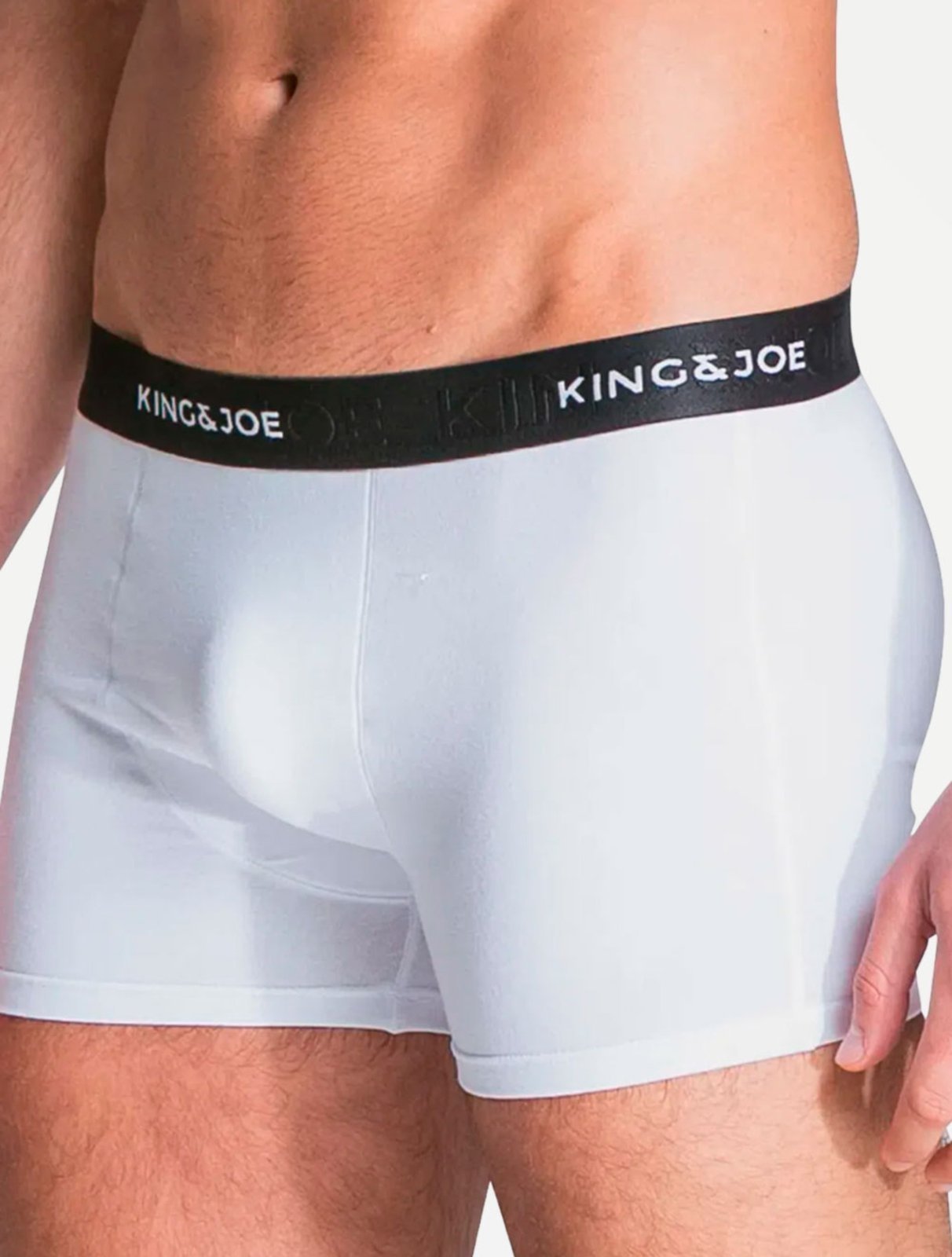 Vista 3 Kit Cueca King & Joe Masculina Boxer Lisa AC19701 Branca C/Preta 2UN King E Joe branco King E Joe branco