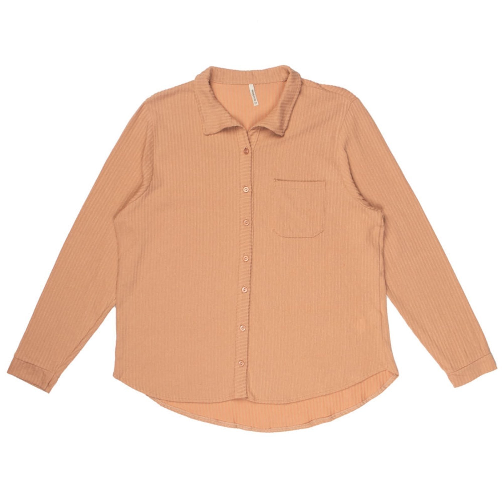 Vista 2 Camisa Feminina Habana Plus Size Canelada com Botões bege Habana bege