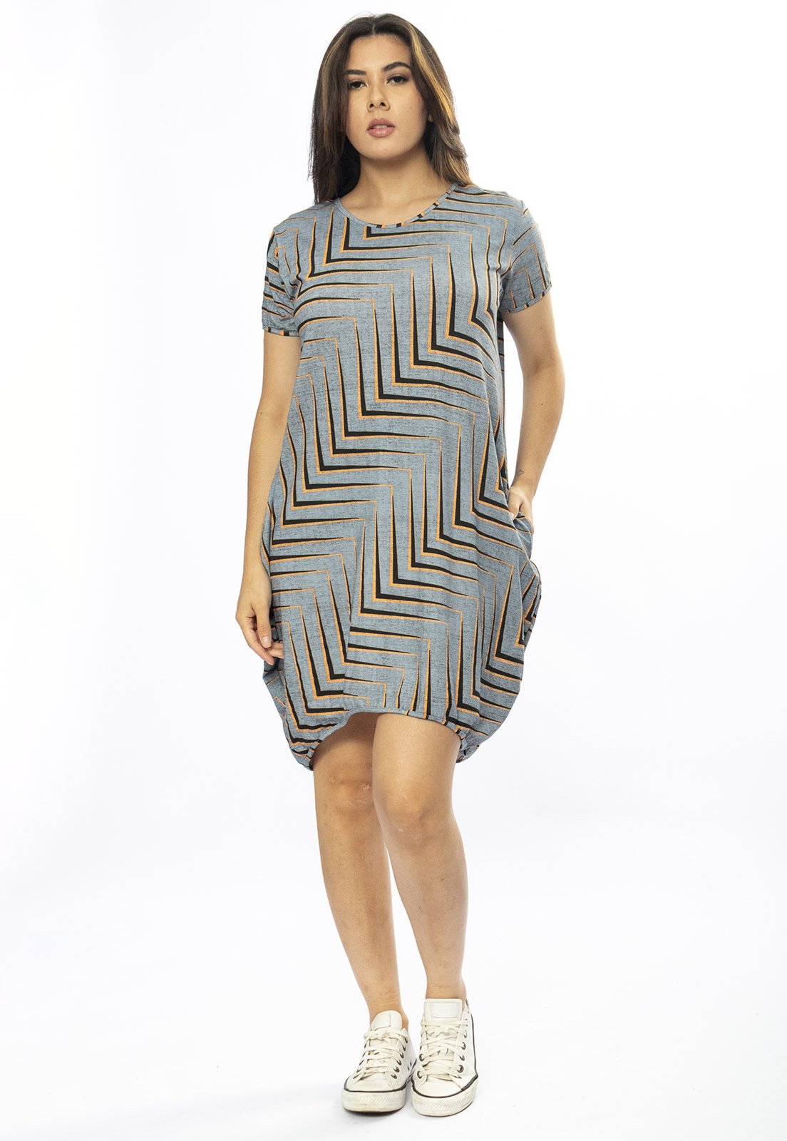 Vestido Curto Cabanafree Malha Amplo Always Estampa Murici