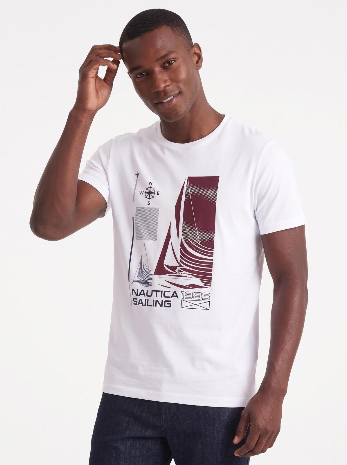 Camiseta Nautica Manga Curta Estampada Nautica Branco
