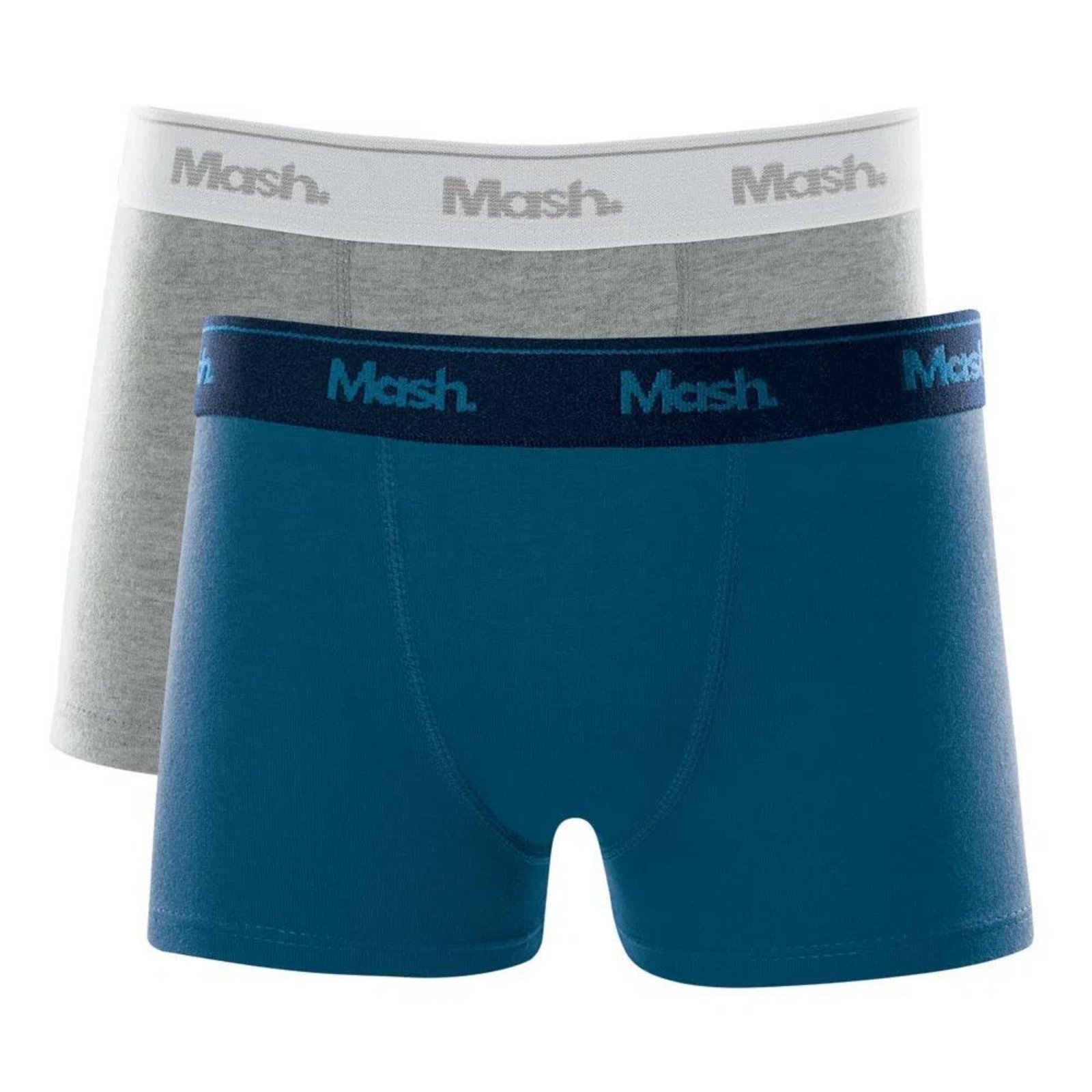 Vista 3 Kit 2 Peças Cueca Boxer Mash Elástico Algodão Preto M cinza MASH cinza