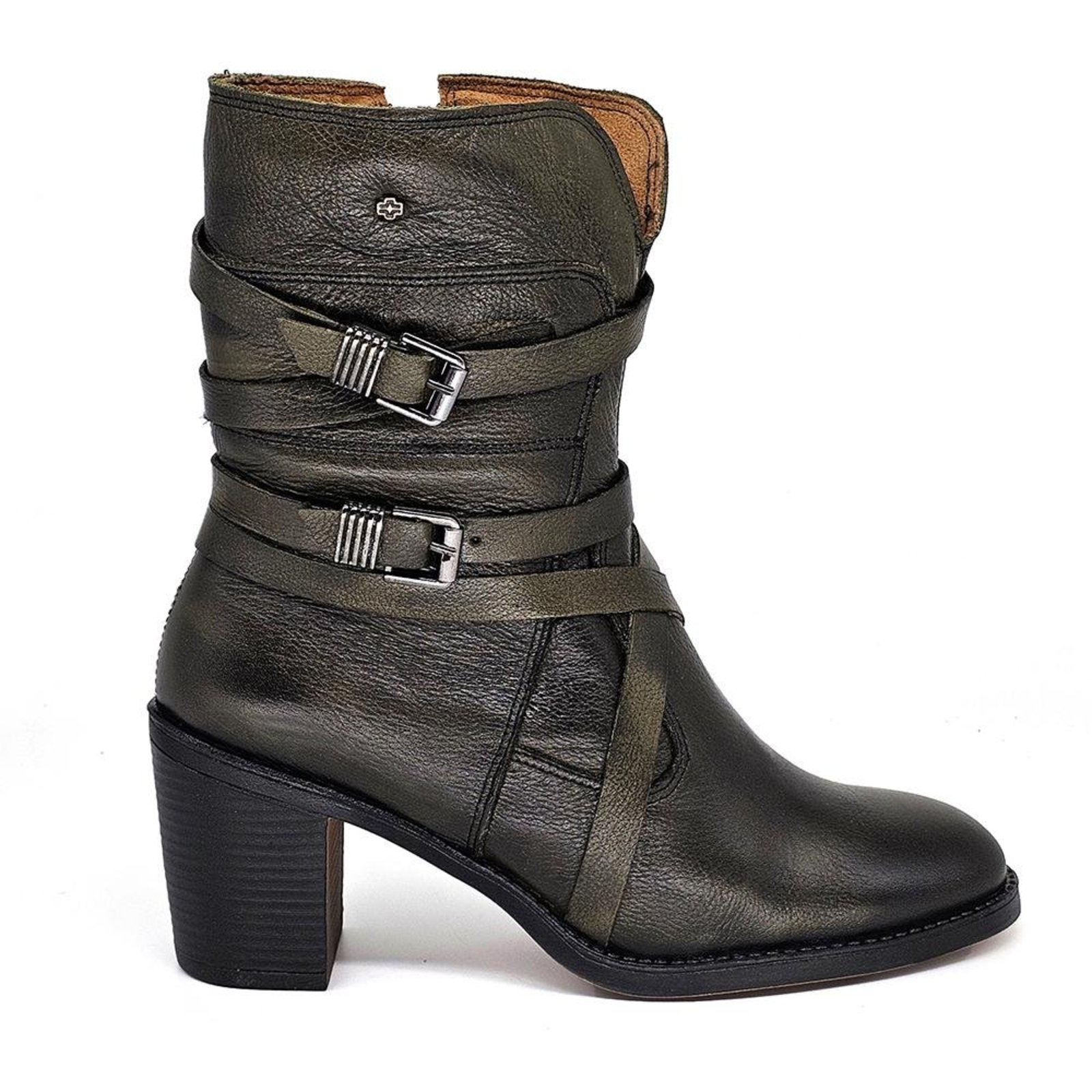 Bota Feminina ELO002 Couro Militar Preto Incolor