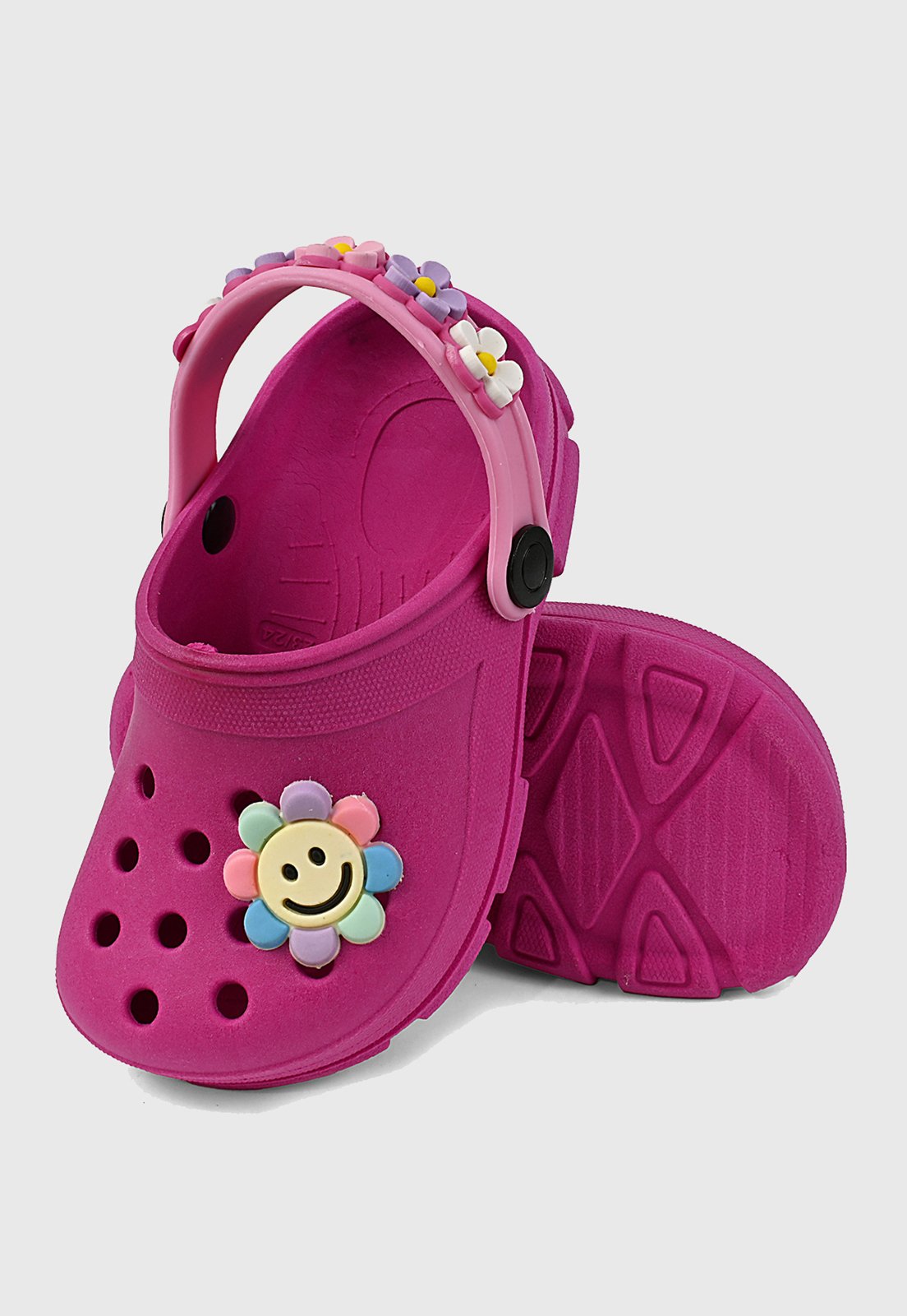 Infantil – Sandália Babuche Menina Flores Coloridas Pink tep